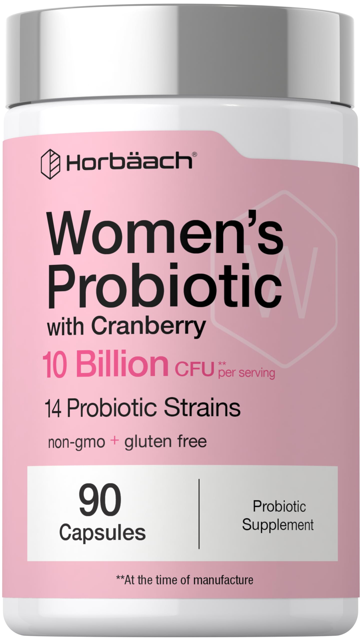 Horbäach Women's Probiotic with Cranberry Supplement Capsules 90 Count