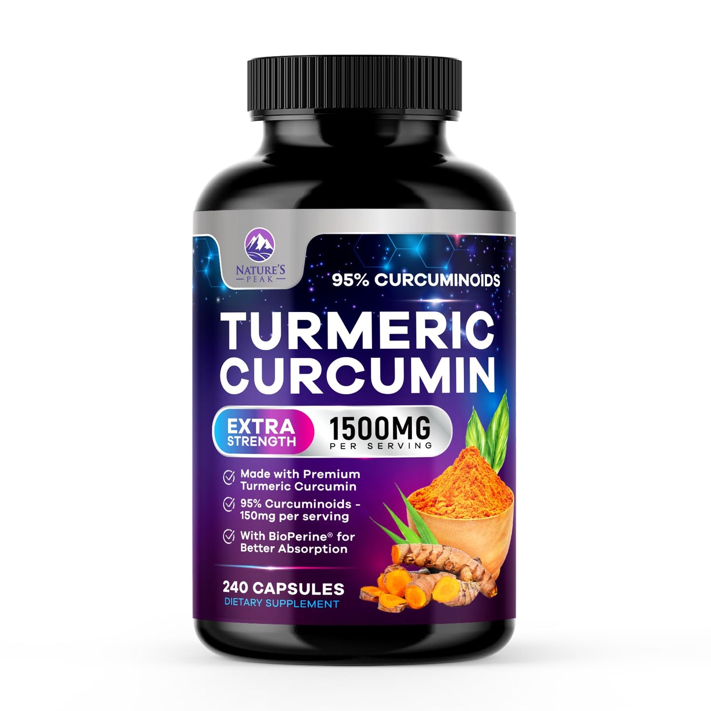 Nature's Peak Turmeric Curcumin Supplement Capsule 240 Capsules