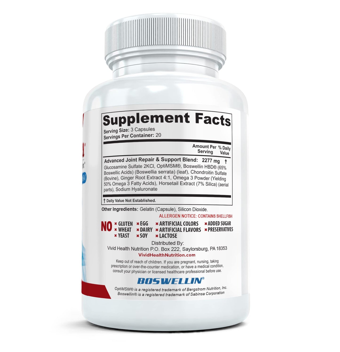 Flexacil Ultra Joint Health & Support Supplement with Glucosamine Sulfate, Chondroitin, Hyaluronic Acid & MSM for Joint Support, Cartilage & Flexability, 60 Capsules