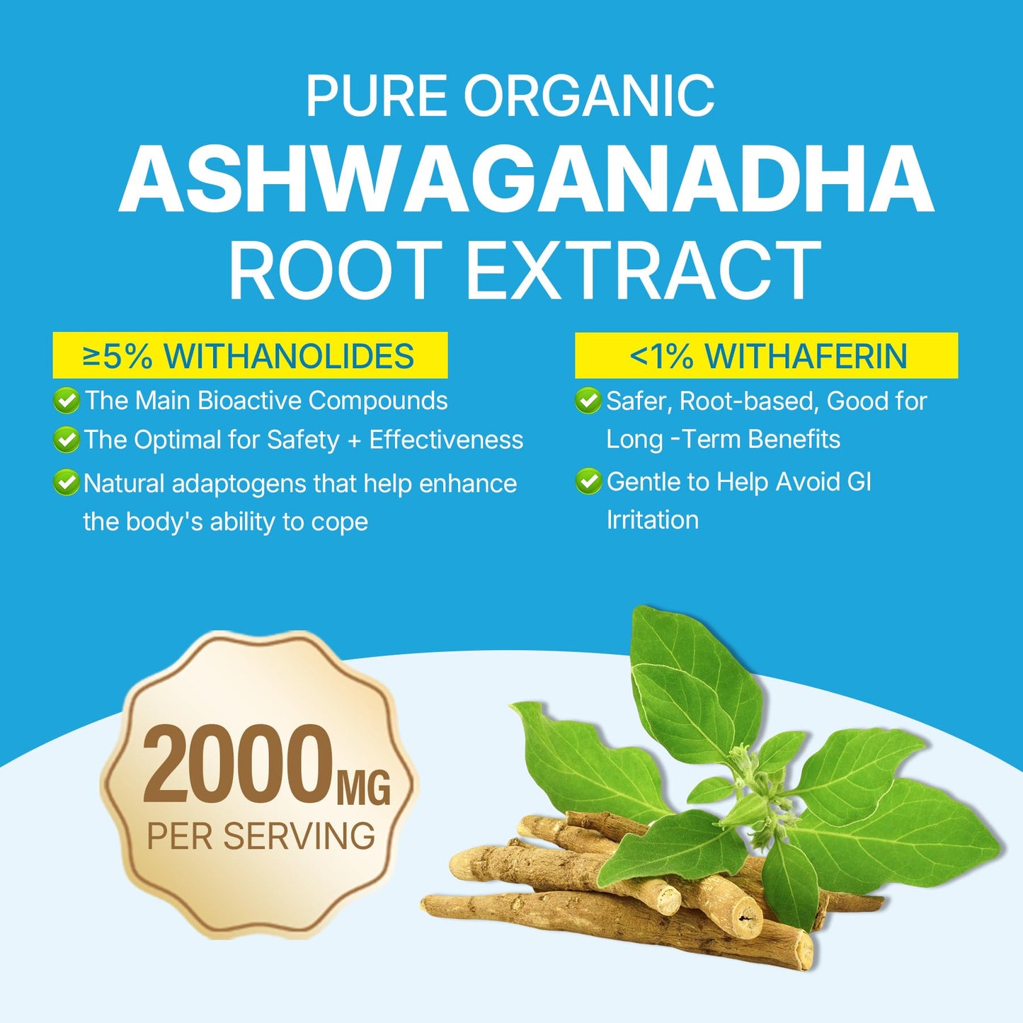 EnvyDeal Ashwagandha Gummies 2000mg Organic Ashwa Root Extract Supplement, 60 Count