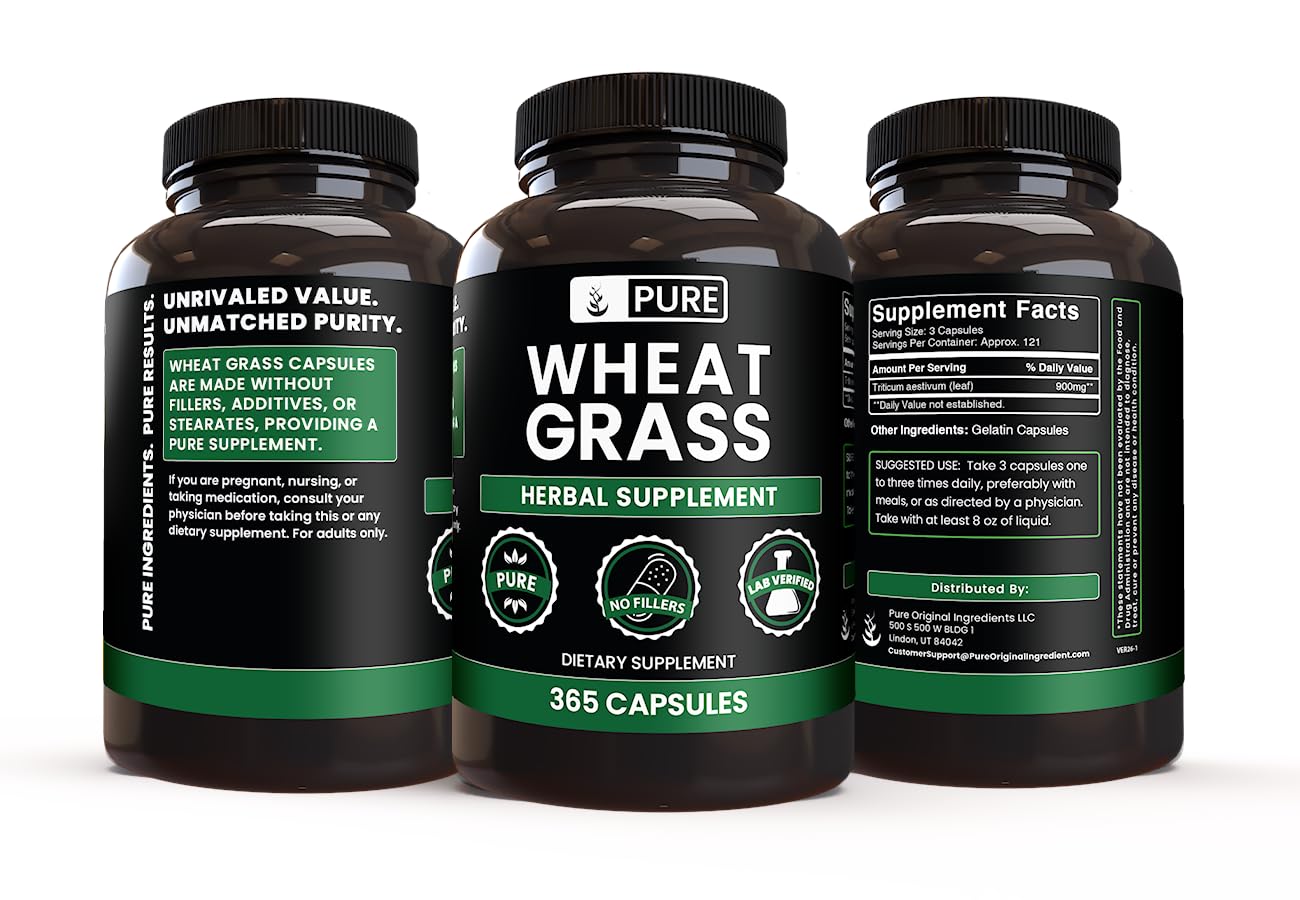 Pure Original Ingredients Wheat Grass 365 Capsules