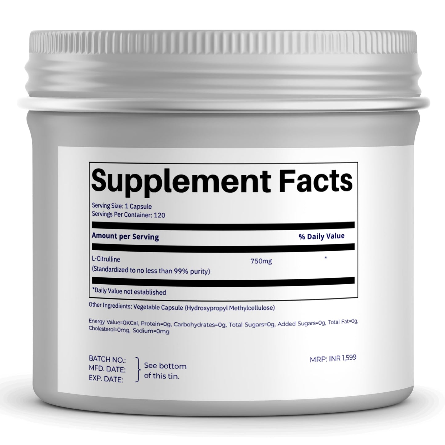 FOLIUS LABS Clean Label L-Citrulline Supplement 750mg Capsule 120 Count