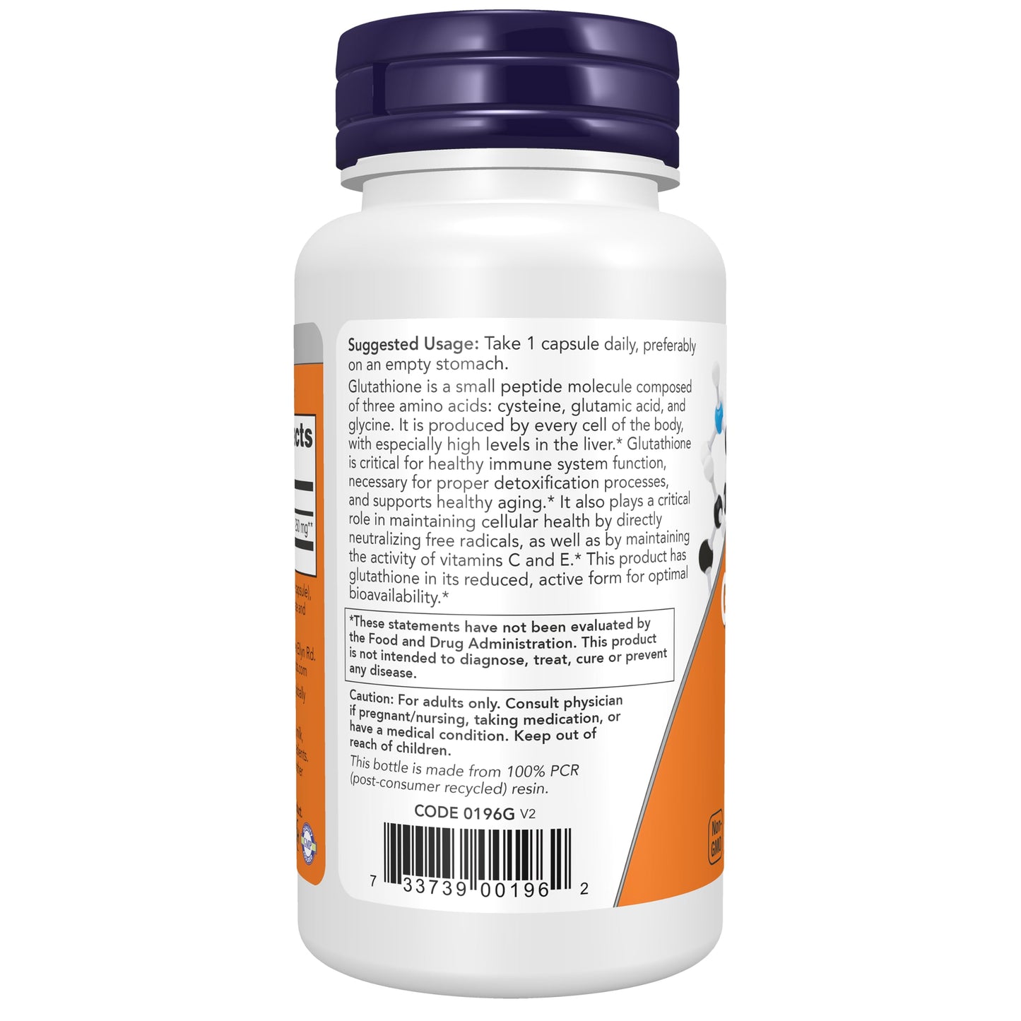 NOW Foods Glutathione 250 mg Detoxification Support, Capsule, 120