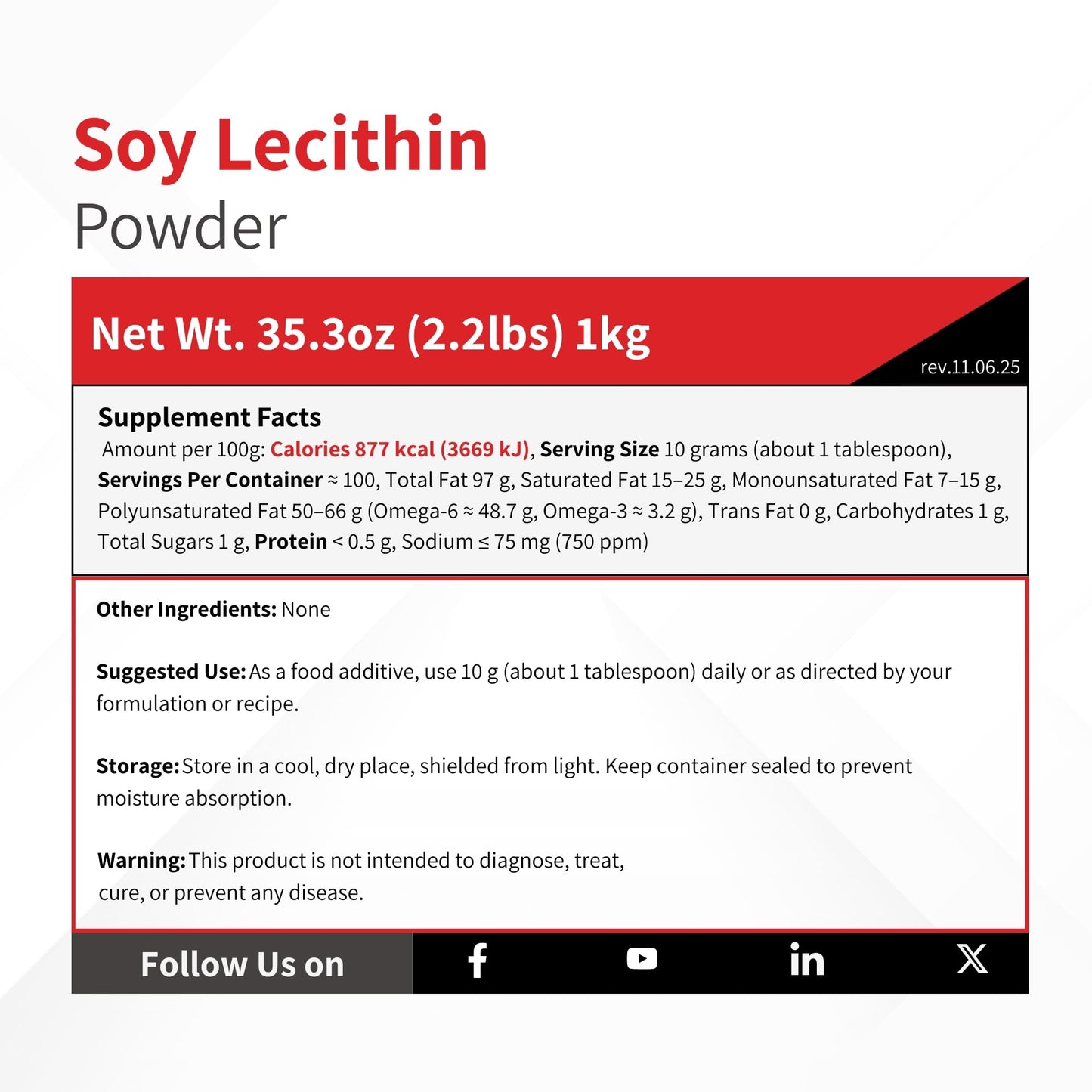 Vivion Soy Lecithin Powder Deoiled, 35.27 oz