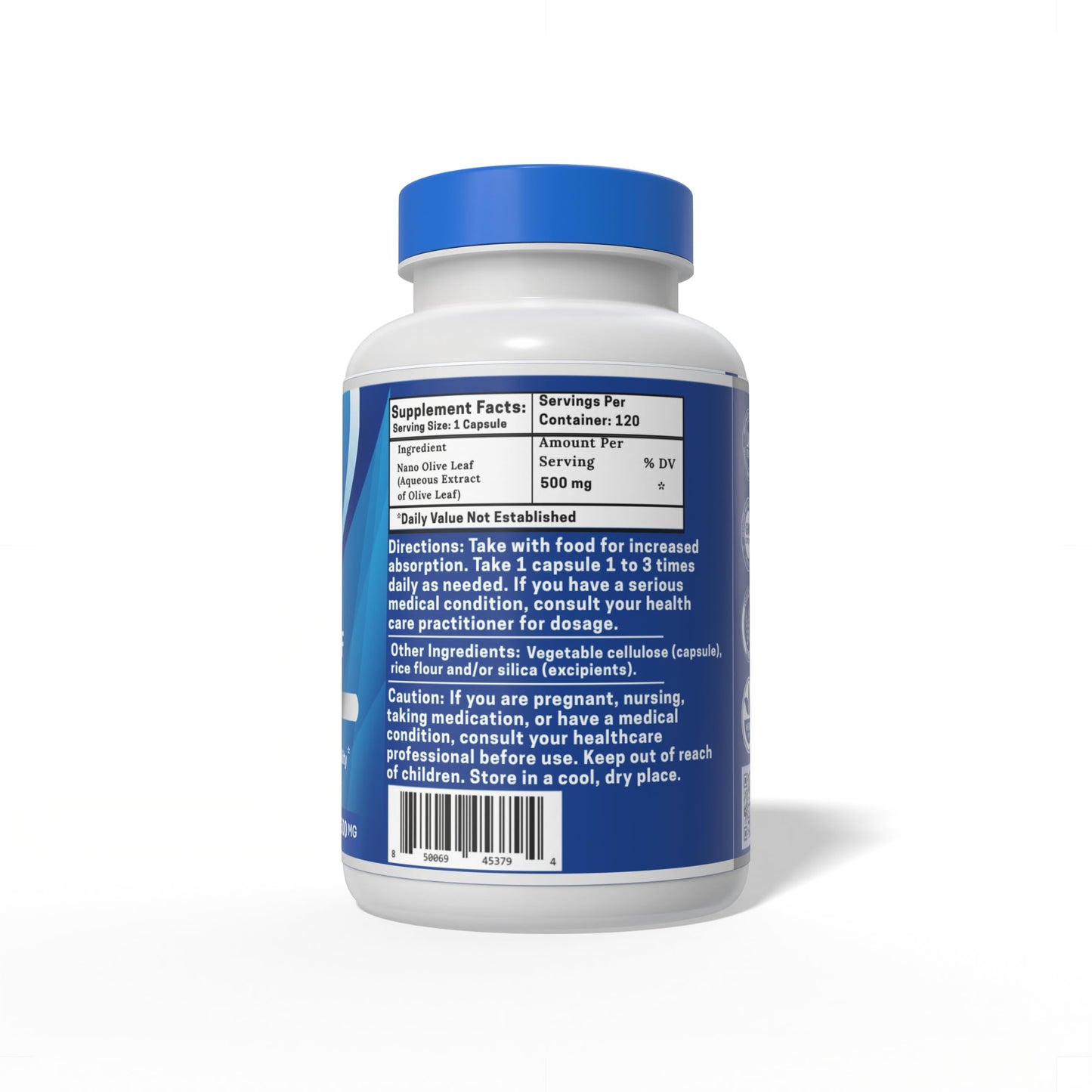 One Planet Nutrition Nano Olive Leaf 500 mg Capsules 120 Count