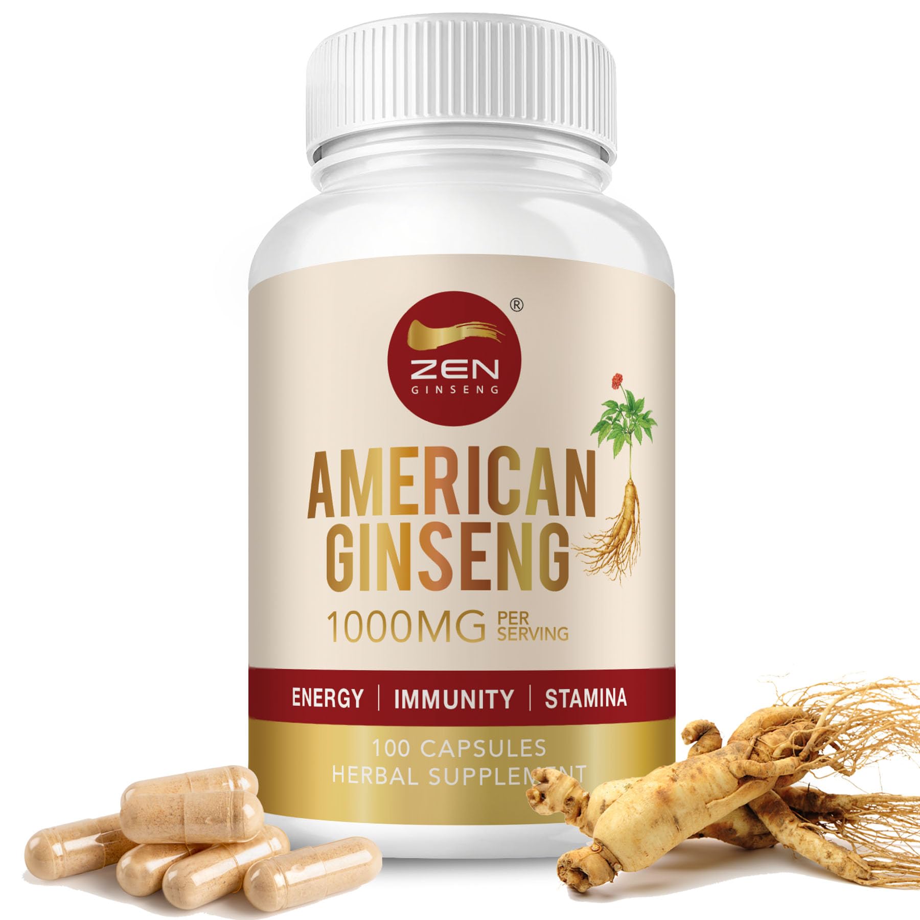 Zen Ginseng American Ginseng 500mg, 100 Capsules