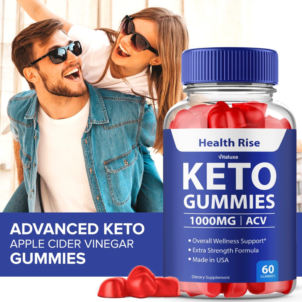 Vitaluxa Health Rise Keto ACV Gummies Gummy 120 Count