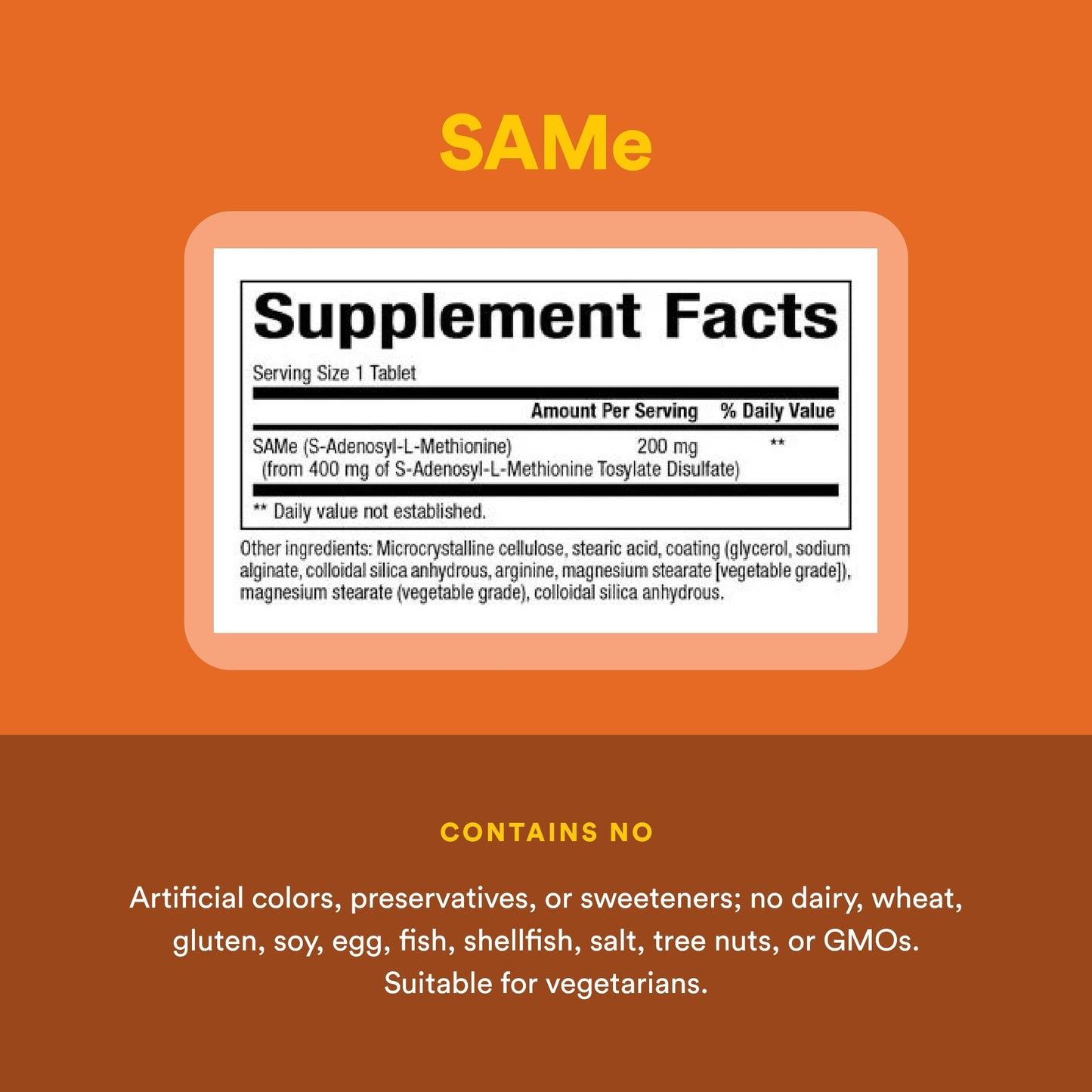 Natural Factors SAMe 200 mg Tablet, 60 Tablets