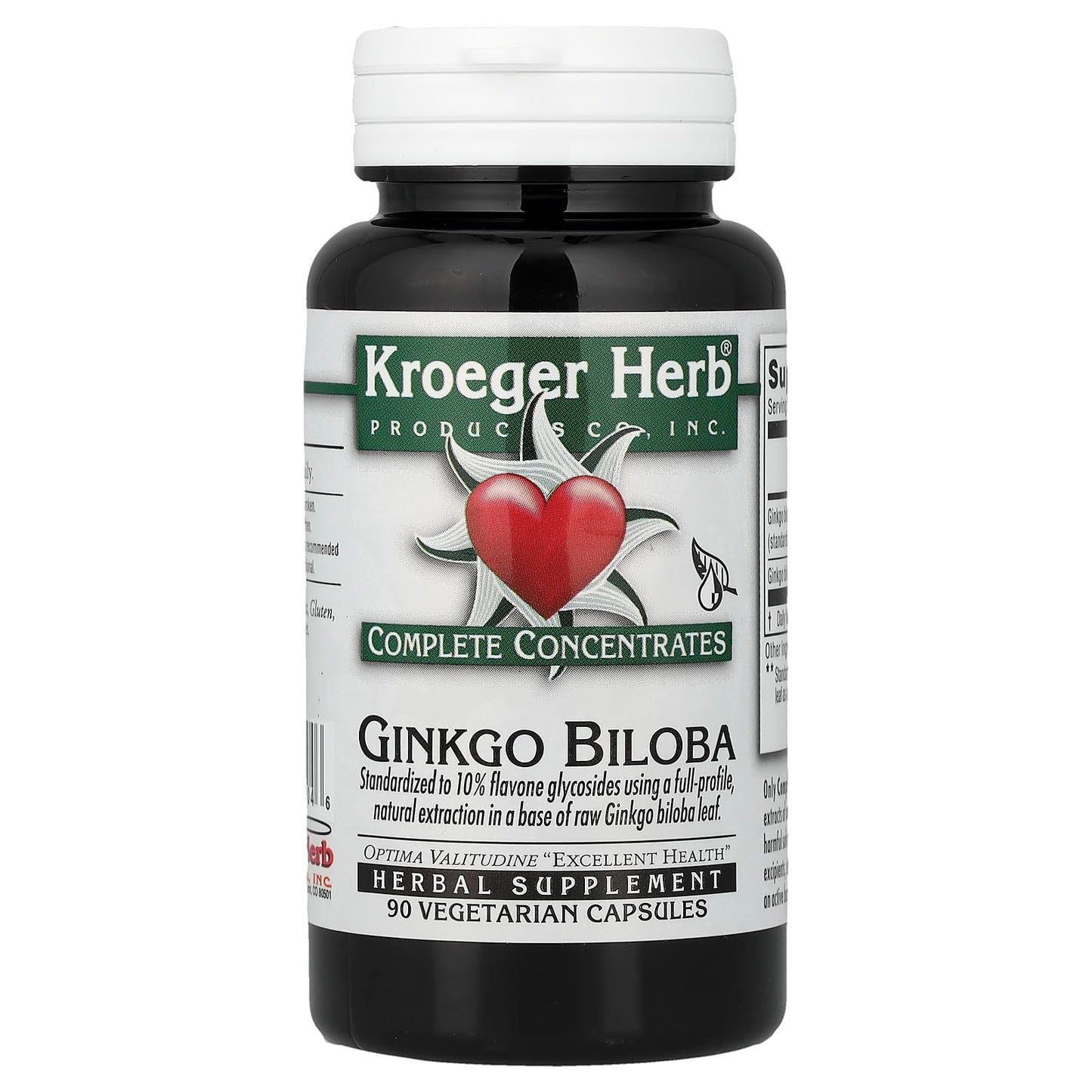 Kroeger Herb Products Ginkgo Biloba Vegetarian Capsules 90 Count