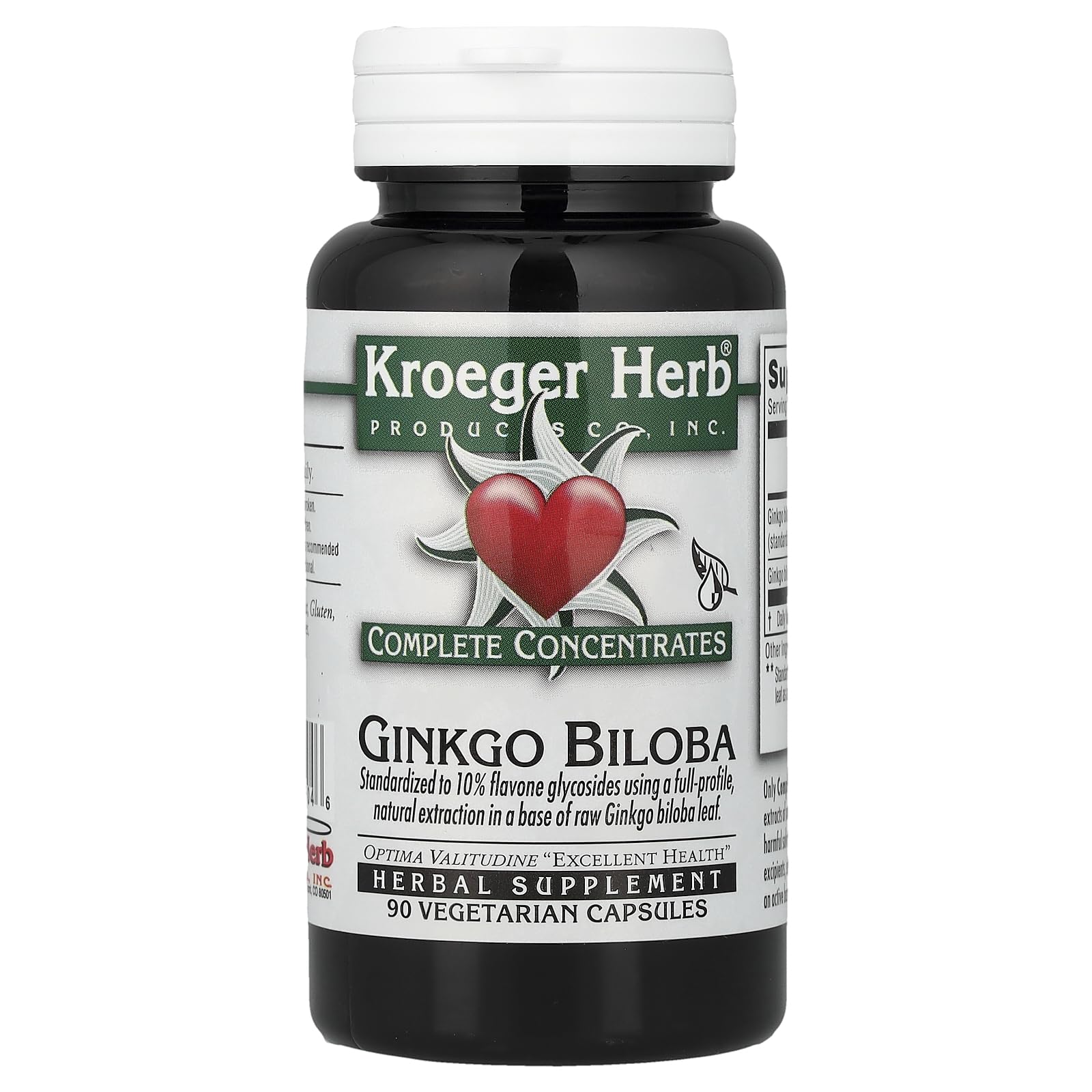Kroeger Herb Products Ginkgo Biloba Vegetarian Capsules 90 Count