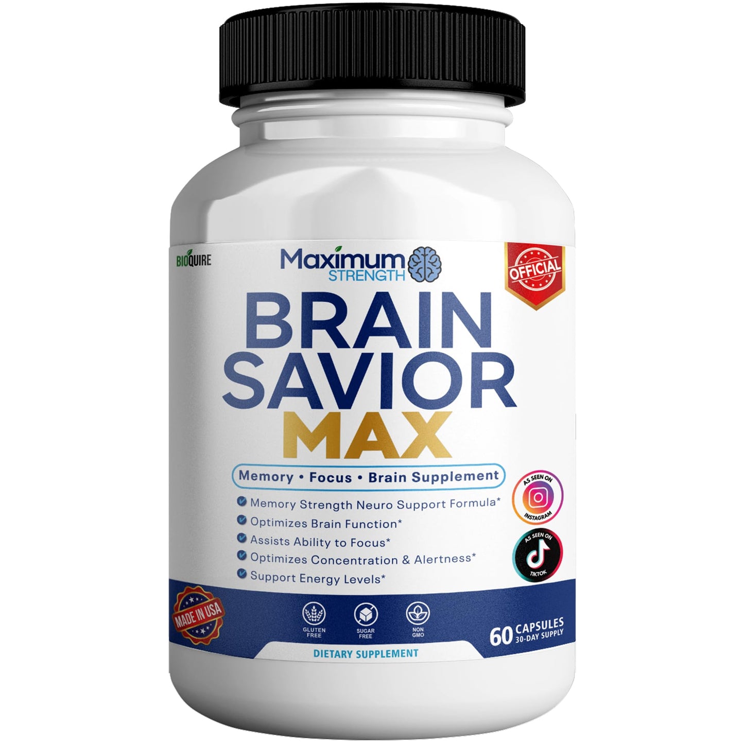 BIOQUIRE Brain Savior Max Memory Supplement 60 Capsules