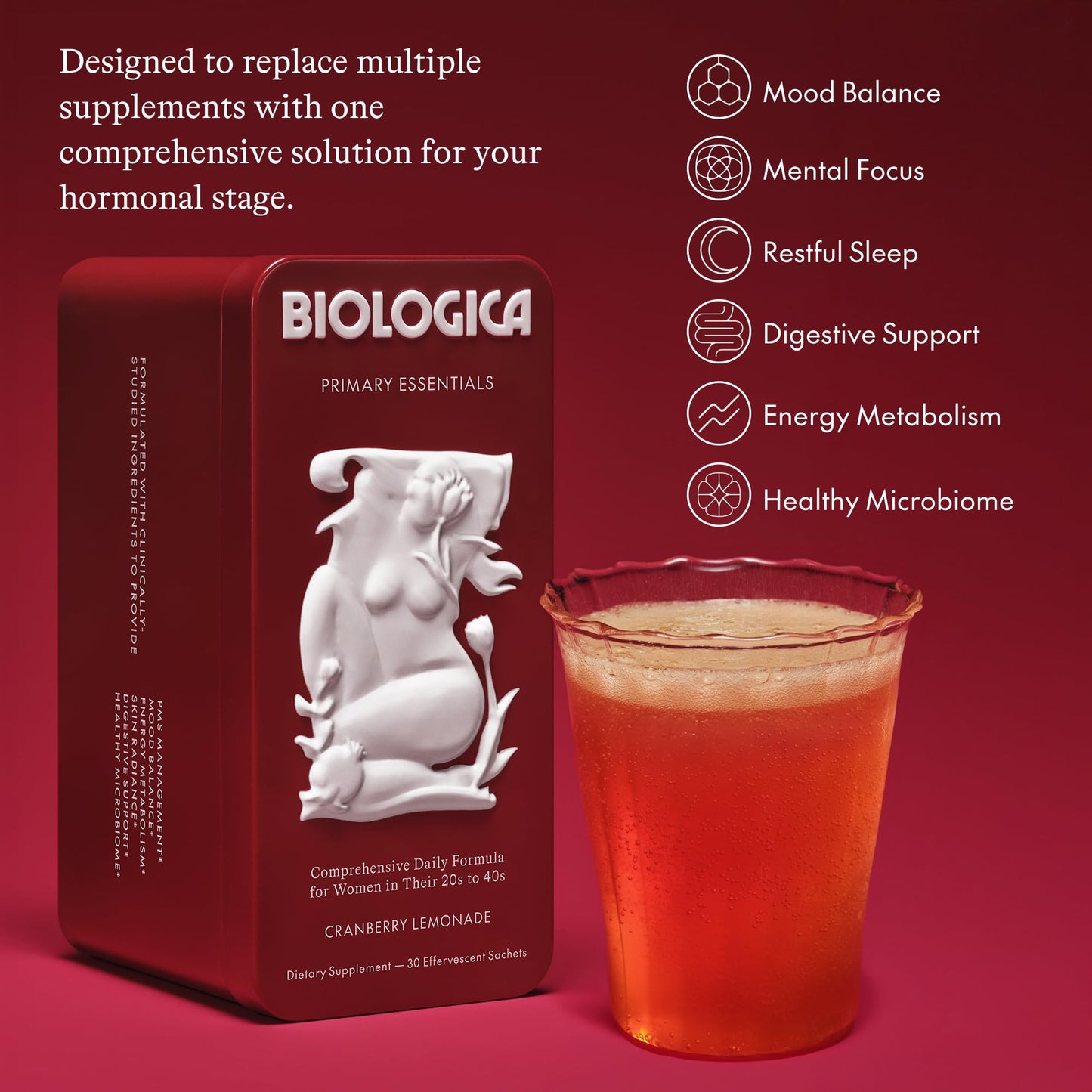 Biologica Primary Women's Multivitamin Powder Cranberry Lemonade 30
