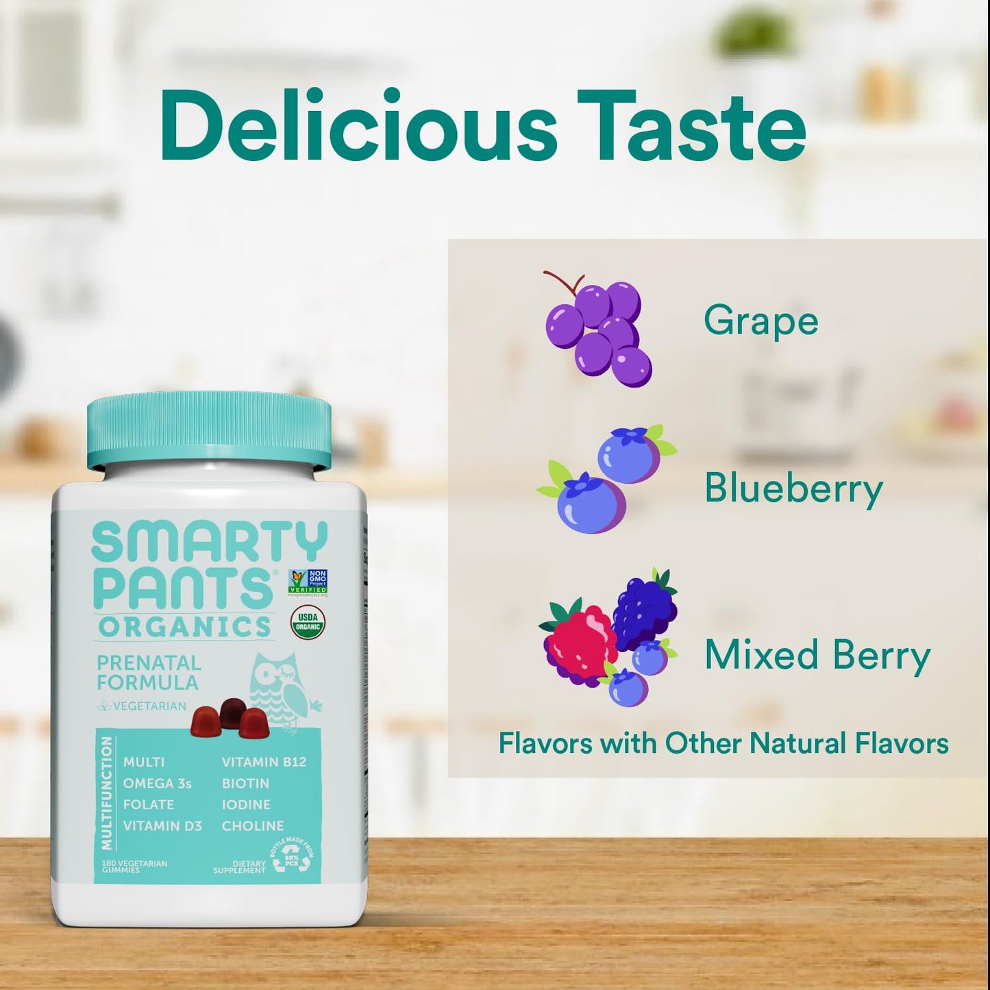 SmartyPants Organic Prenatal Vitamins for Women Multivitamin Gummies 180 Count
