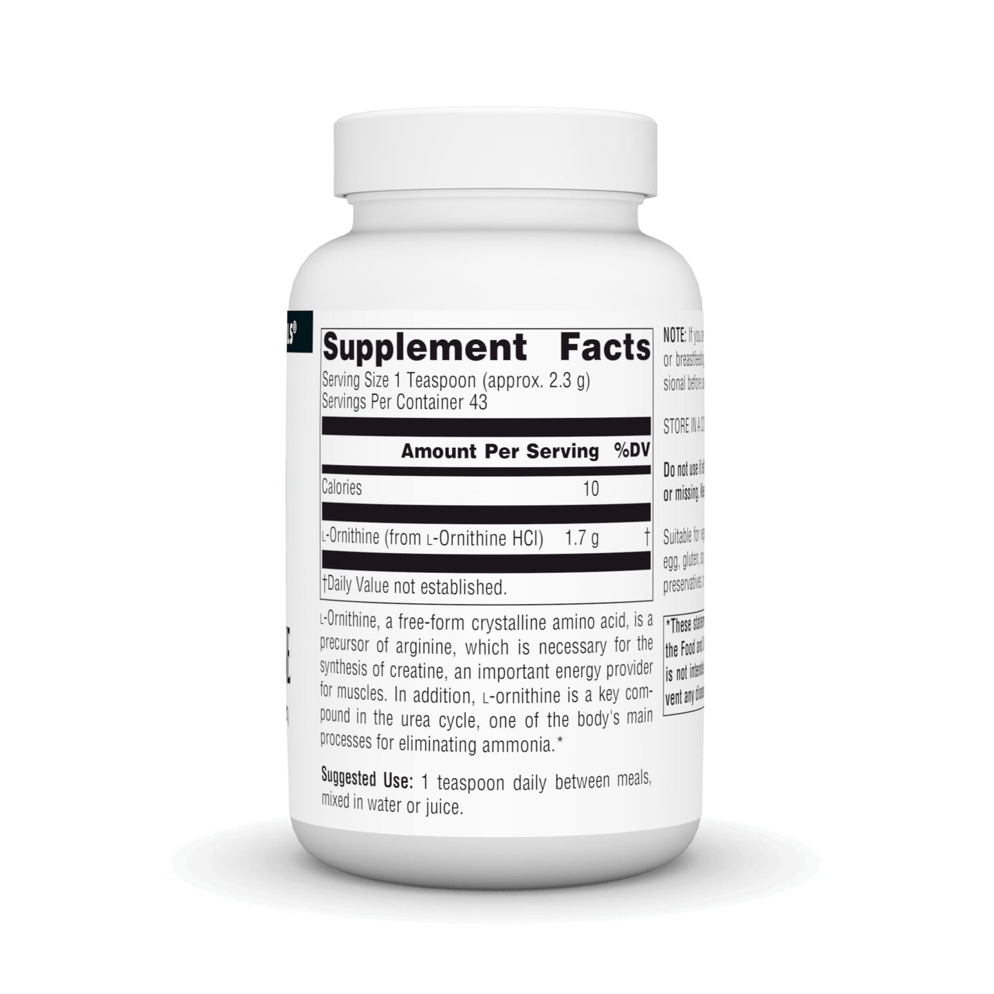 Source Naturals L-Ornithine Free Form Amino Acid Powder 3.53 Ounce