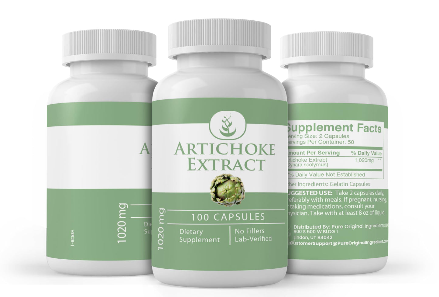 PURE ORIGINAL INGREDIENTS Artichoke Extract Capsules 100