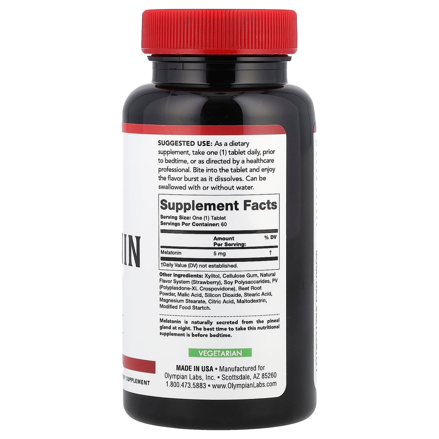 Olympian Labs Melatonin Fast Dissolve Supplement 5mg Tablets, 60 Count