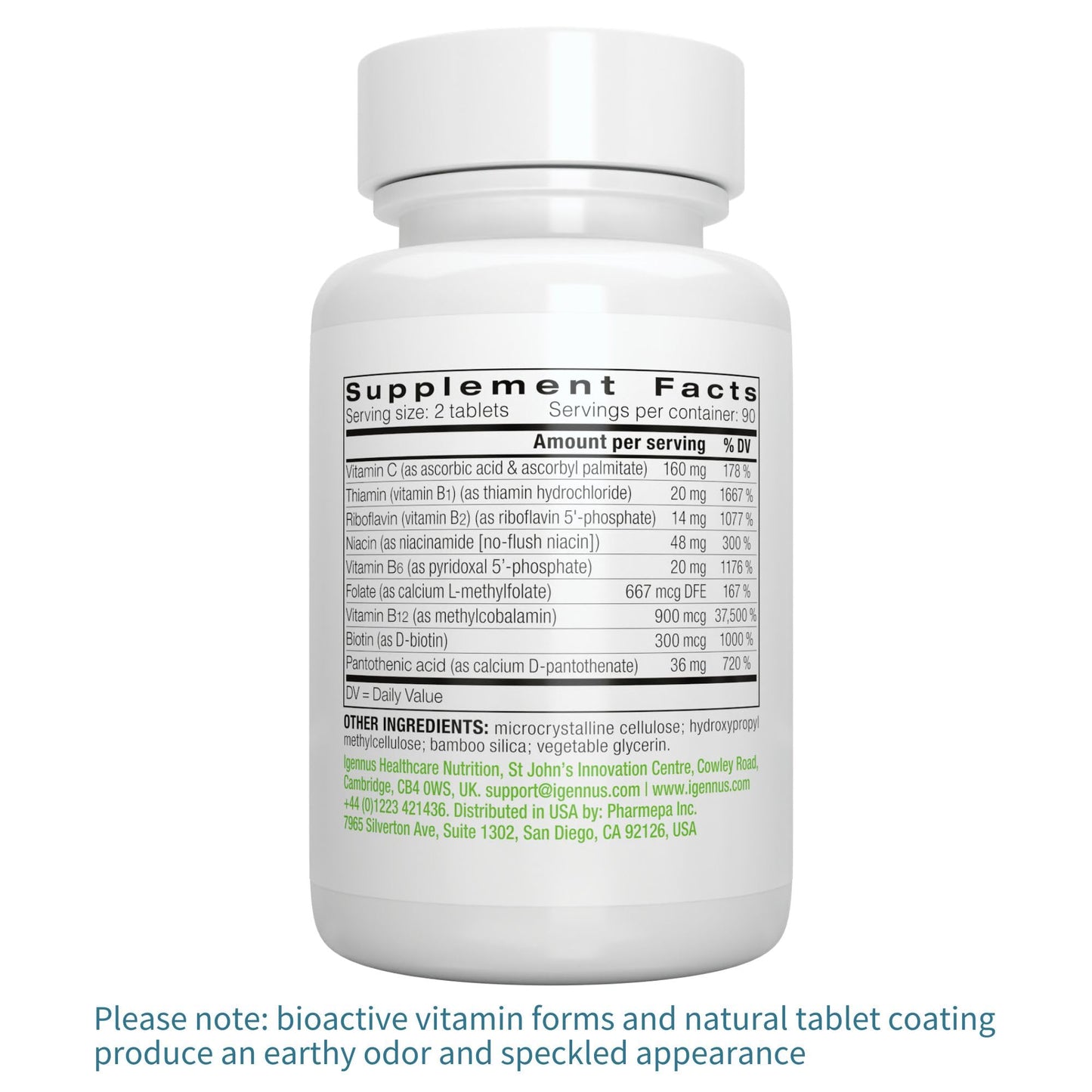 Igennus Healthcare Nutrition Super B-Complex Methylated B Vitamins, 180 Tablets