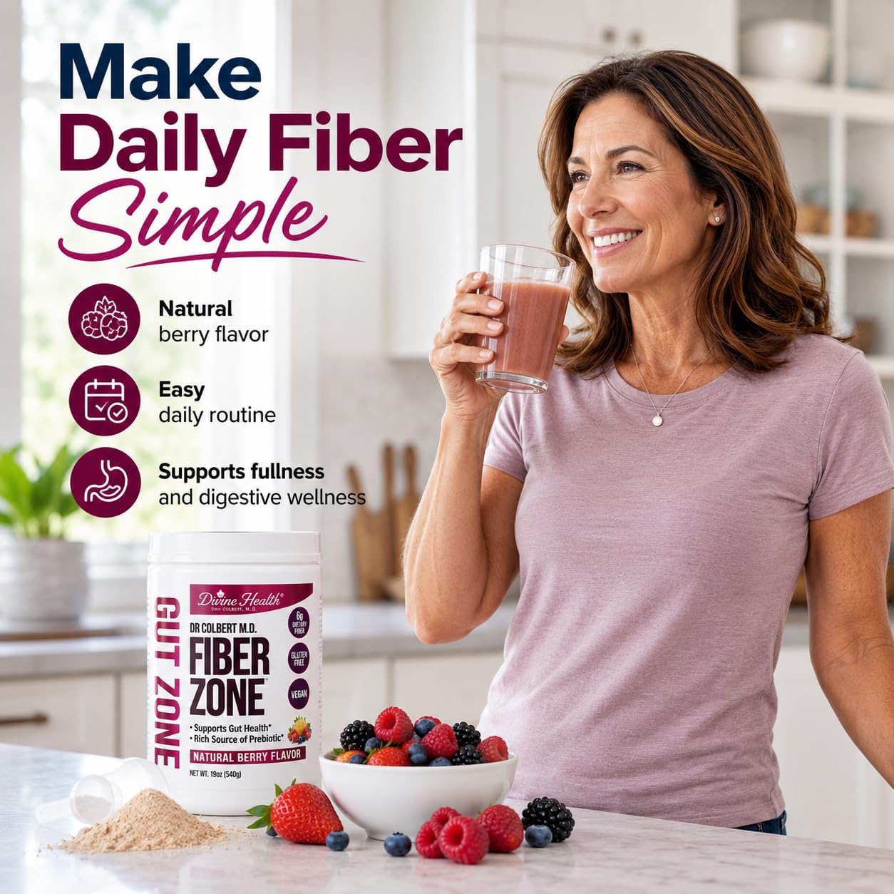 Divine Health Dr. Colbert, MD Fiber Zone Powder, 19 oz