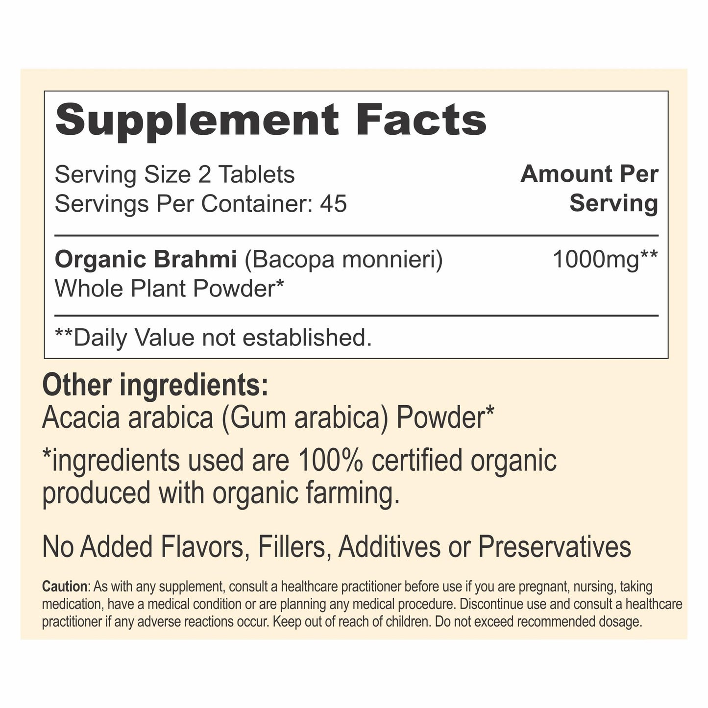 PureAyurbliss 100% Organic Brahmi Tablets with Bacopa monnieri Extract, Ayurvedic Cognitive Support for Memory, Focus, and Mental Clarity, Herbal Brain Health Formula, 90 Tablets
