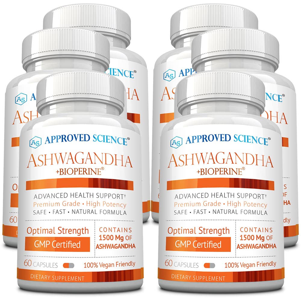 Approved Science Ashwagandha 1500mg with Bioperine and Ginger, 360 Capsules