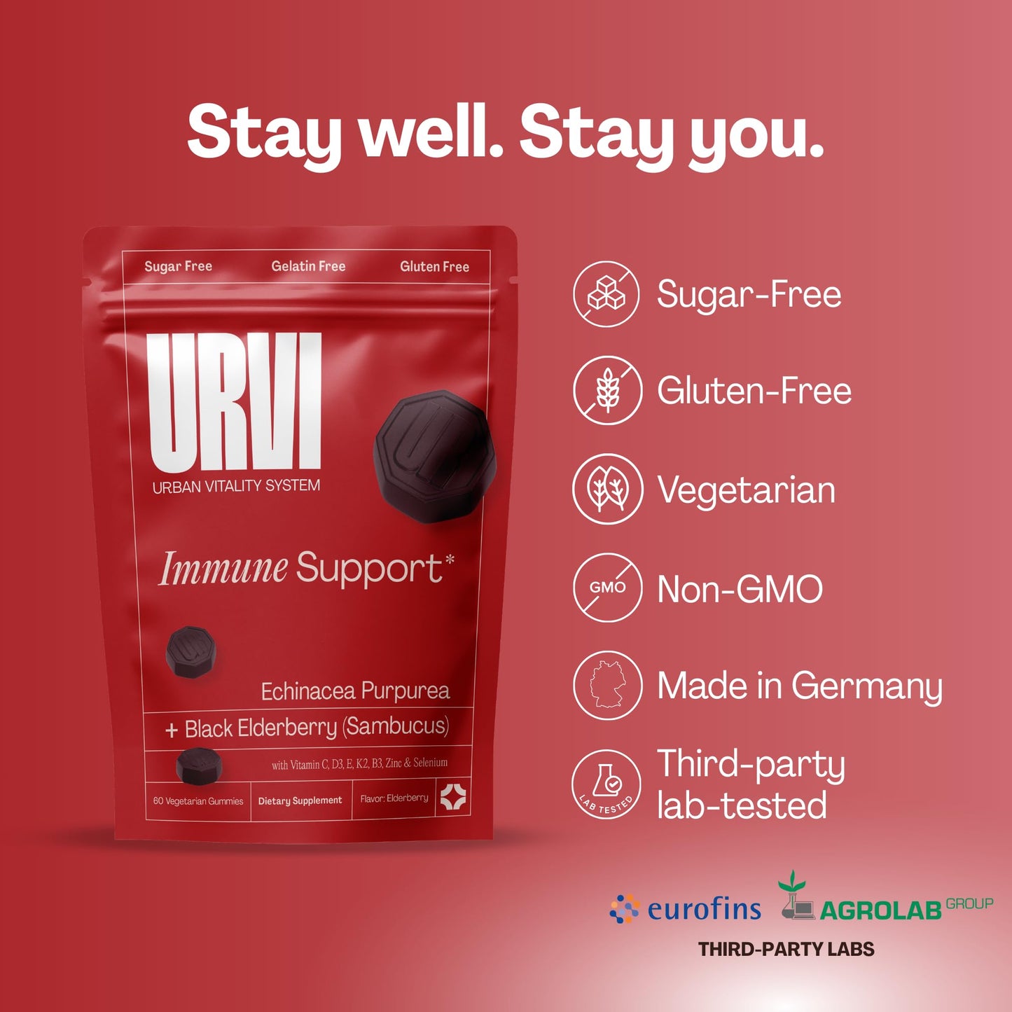 URVI Immune Support Black Sambucus Elderberry Gummies, 60 Count