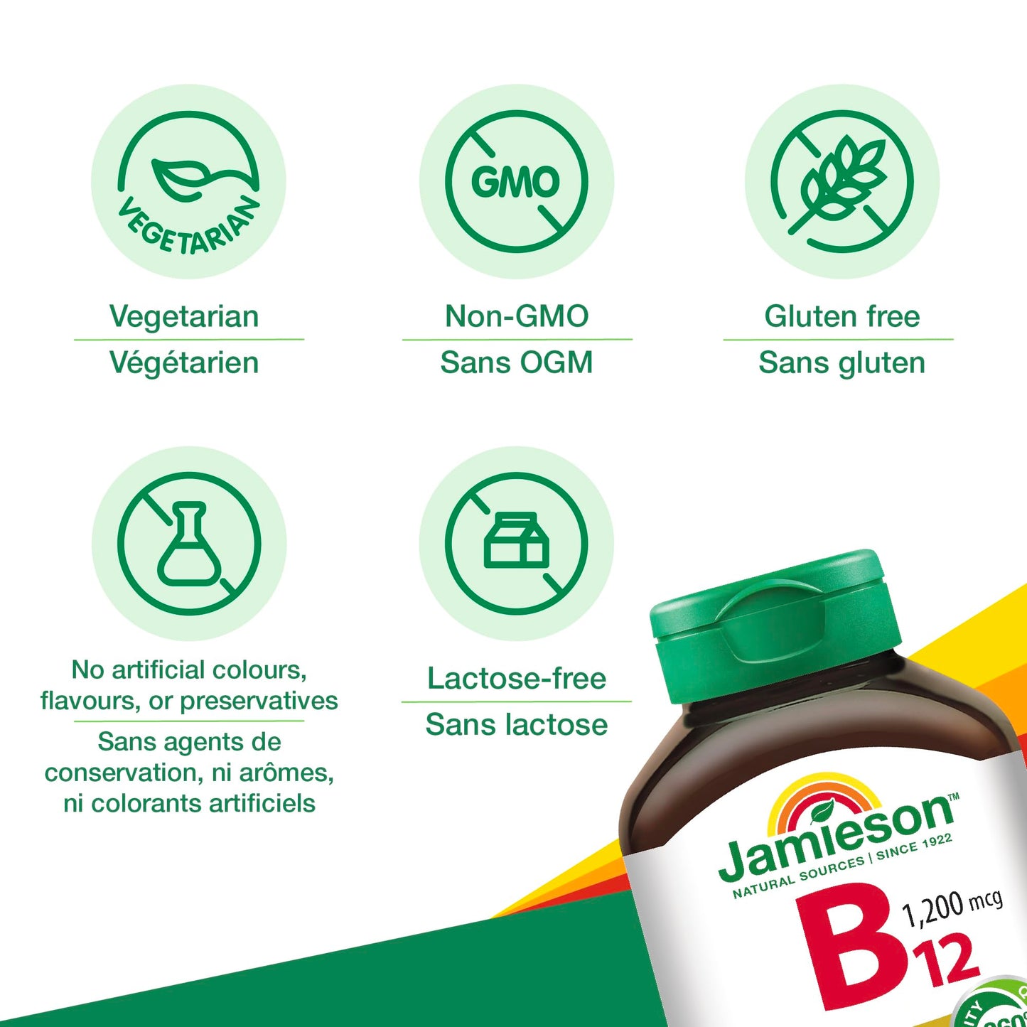 Jamieson Vitamin B12 (Cobalamin) 1200mcg Timed Release Tablets, 180 Count