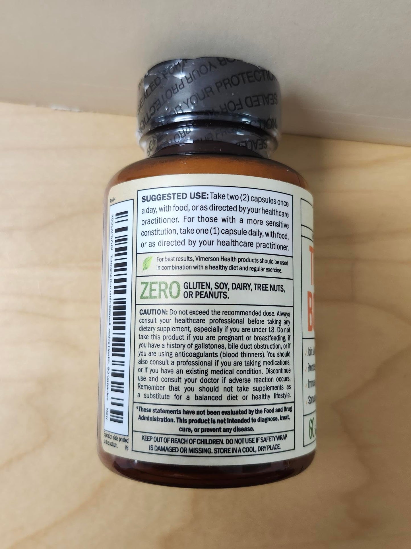 Vimerson Health Boswellia Turmeric Curcumin Supplement with Hemp Seeds & Lemon Balm Extract – Joint Health & Mobility – Black Pepper for Absorption – Natural Joint Supplement Capsule 120 Count