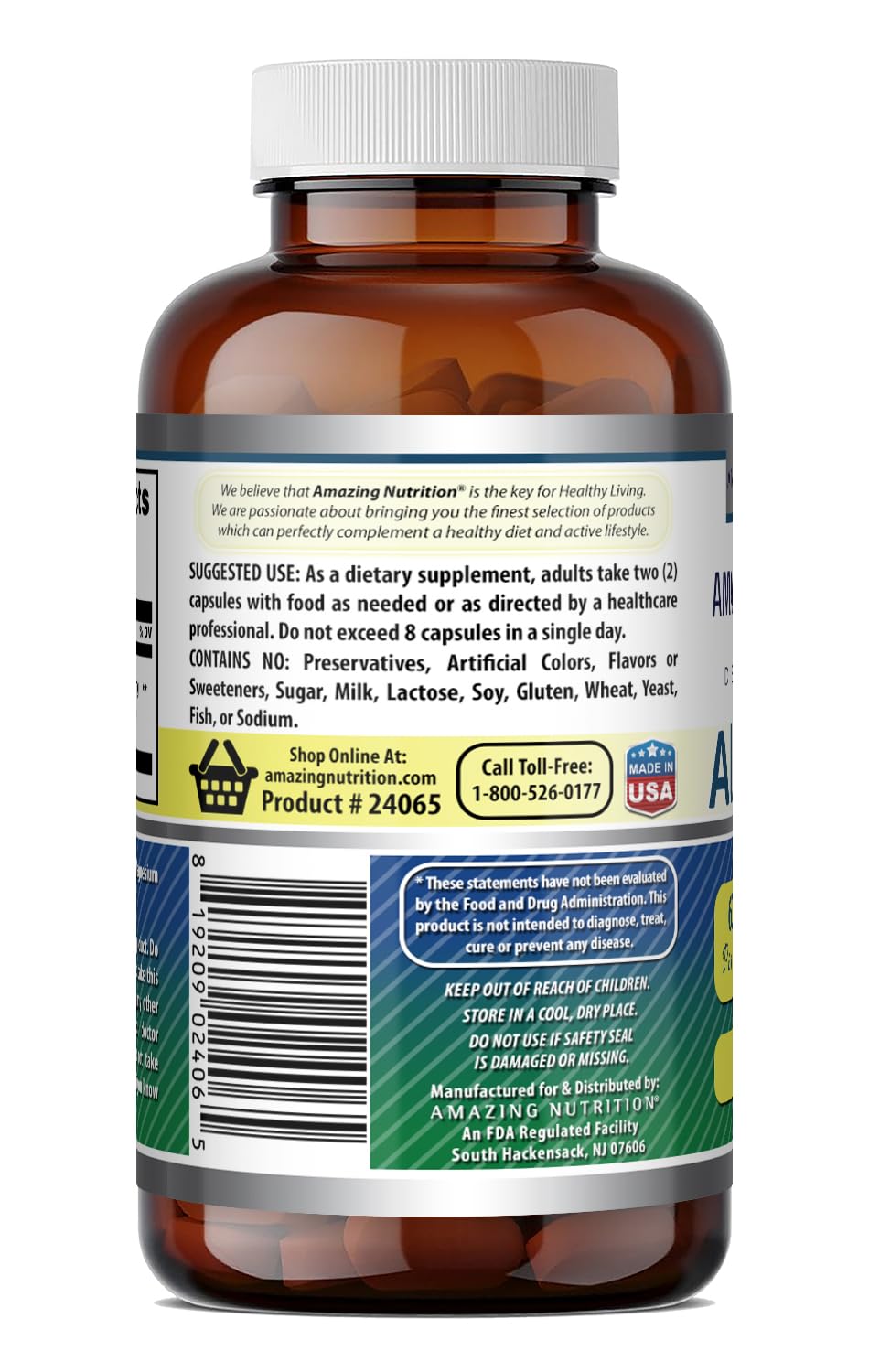 Amazing Nutrition Alpha GPC Supplement 600 Mg Per Serving Capsule 60 Capsules