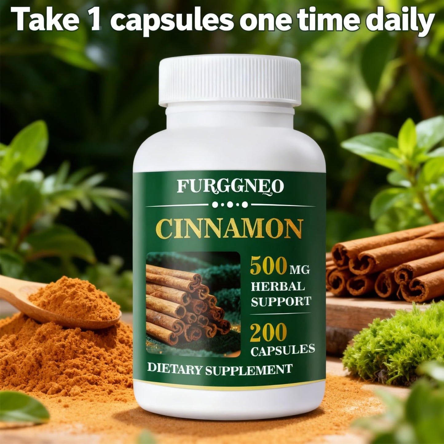 Generic FURGGNEO Cinnamon Supplement 500mg 4:1 Cinnamon Extract & Bark Blend for Metabolic Support Capsule, 200-Count