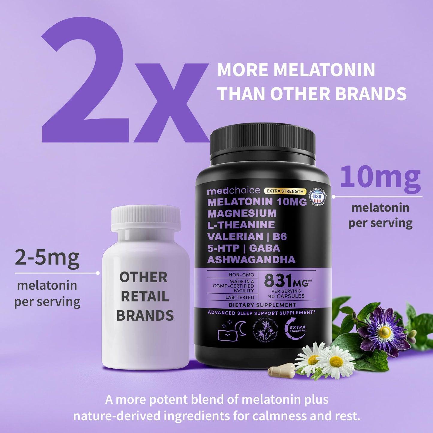 MEDCHOICE 12-in-1 Melatonin Sleep Extra Strength Capsules, 90 Count