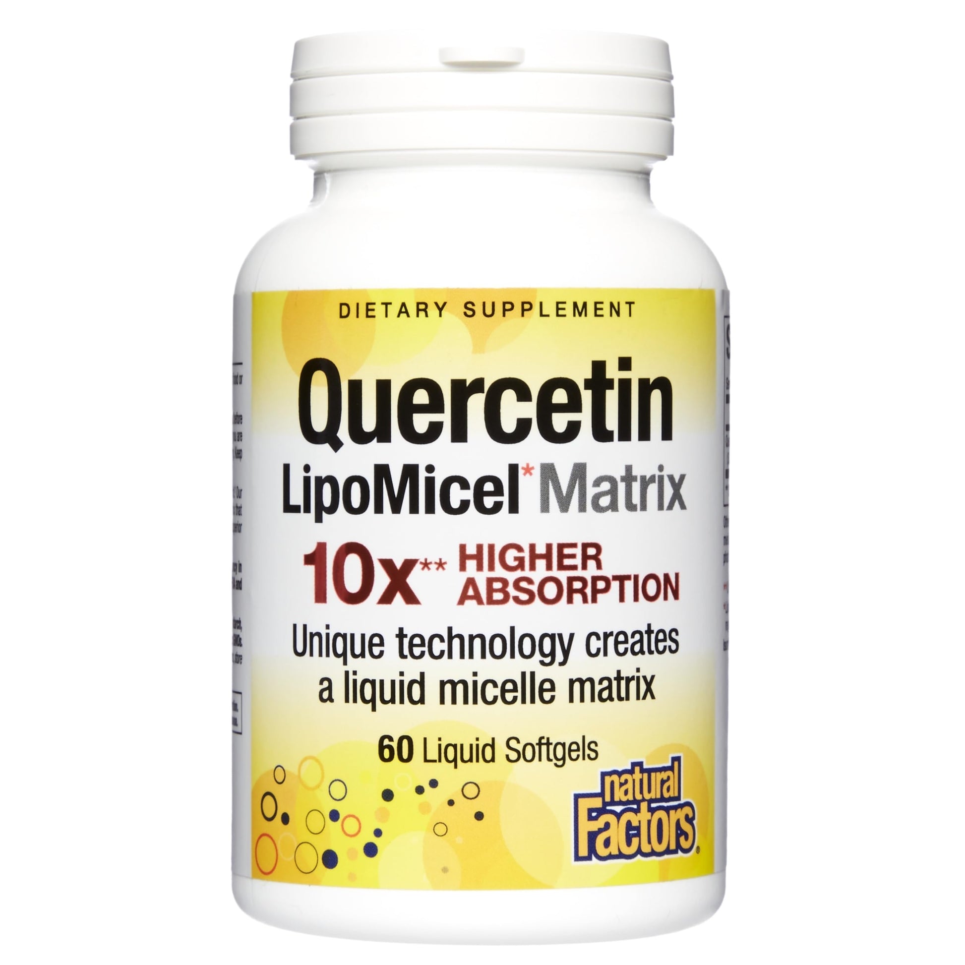 Natural Factors Quercetin LipoMicel Matrix for Superior Absorption Softgel, 60 Count