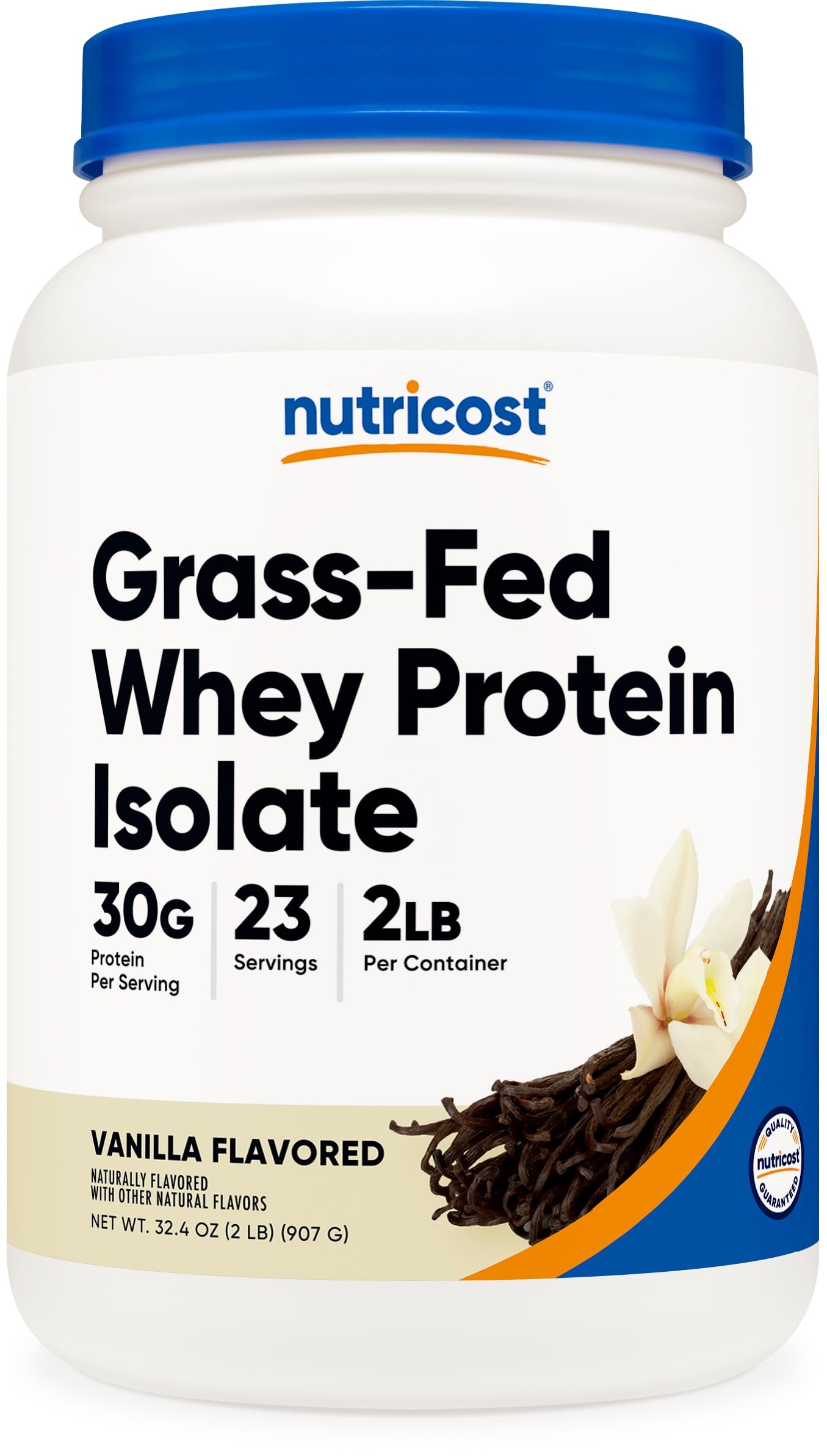 Nutricost Grass-Fed Whey Protein Isolate Vanilla Powder, 32.4 oz