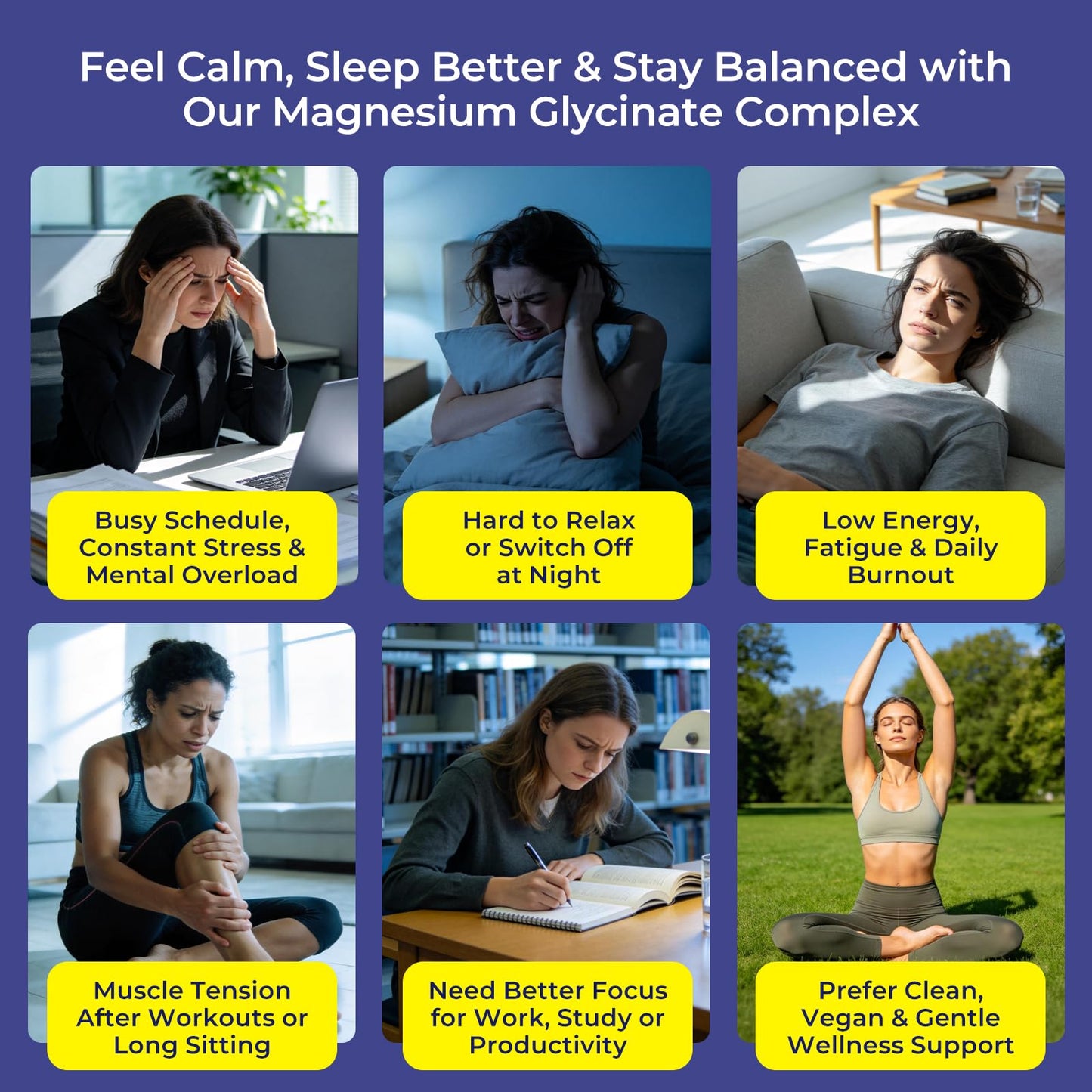 Zytheron Magnesium Complex for Women & Men 1100mg, 7-in-1 Magnesium Supplement with Ashwagandha & L-Theanine for Calm & Sleep Support, High Absorption, Vegan 120 Capsules