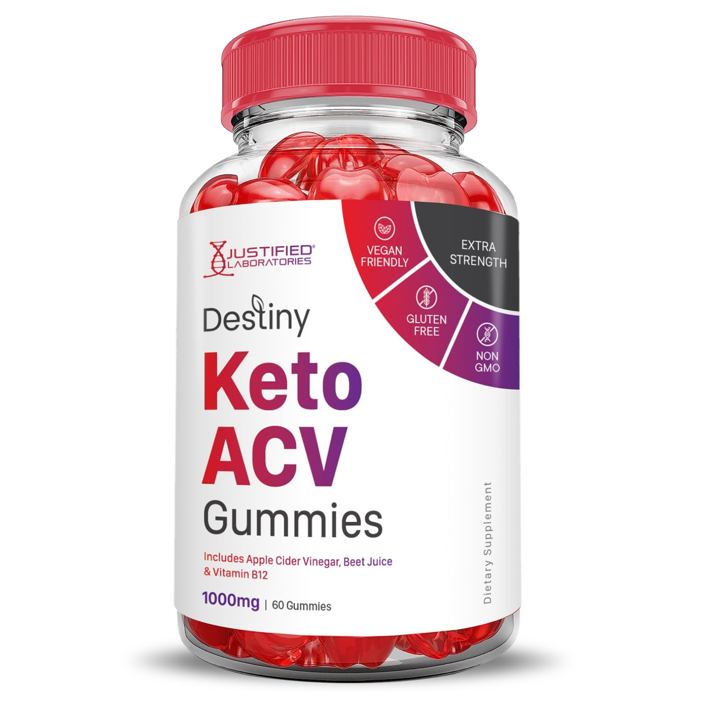 Justified Laboratories Destiny Keto ACV Gummies (1000 mg) - 60 Count