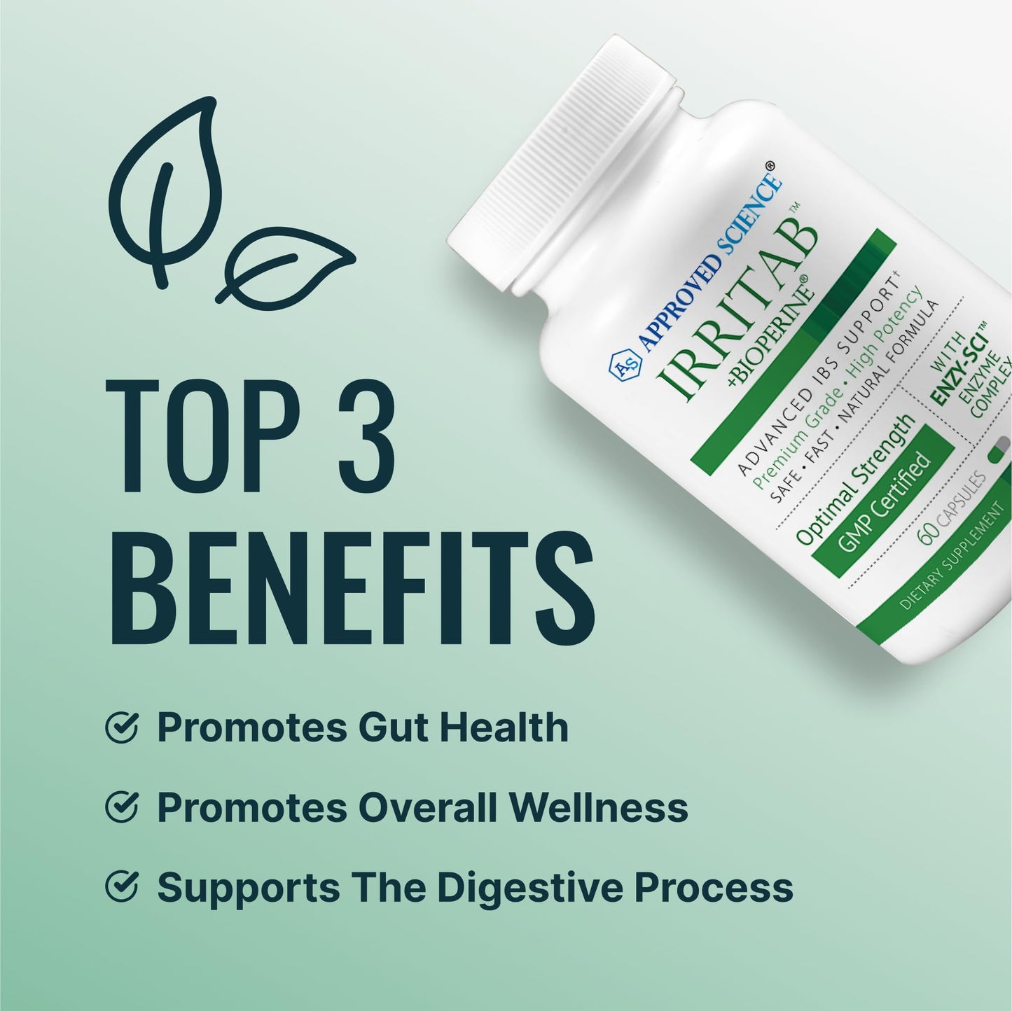 Approved Science Irritab - Natural Digestive Enzyme Support - Total Support Capsules 180