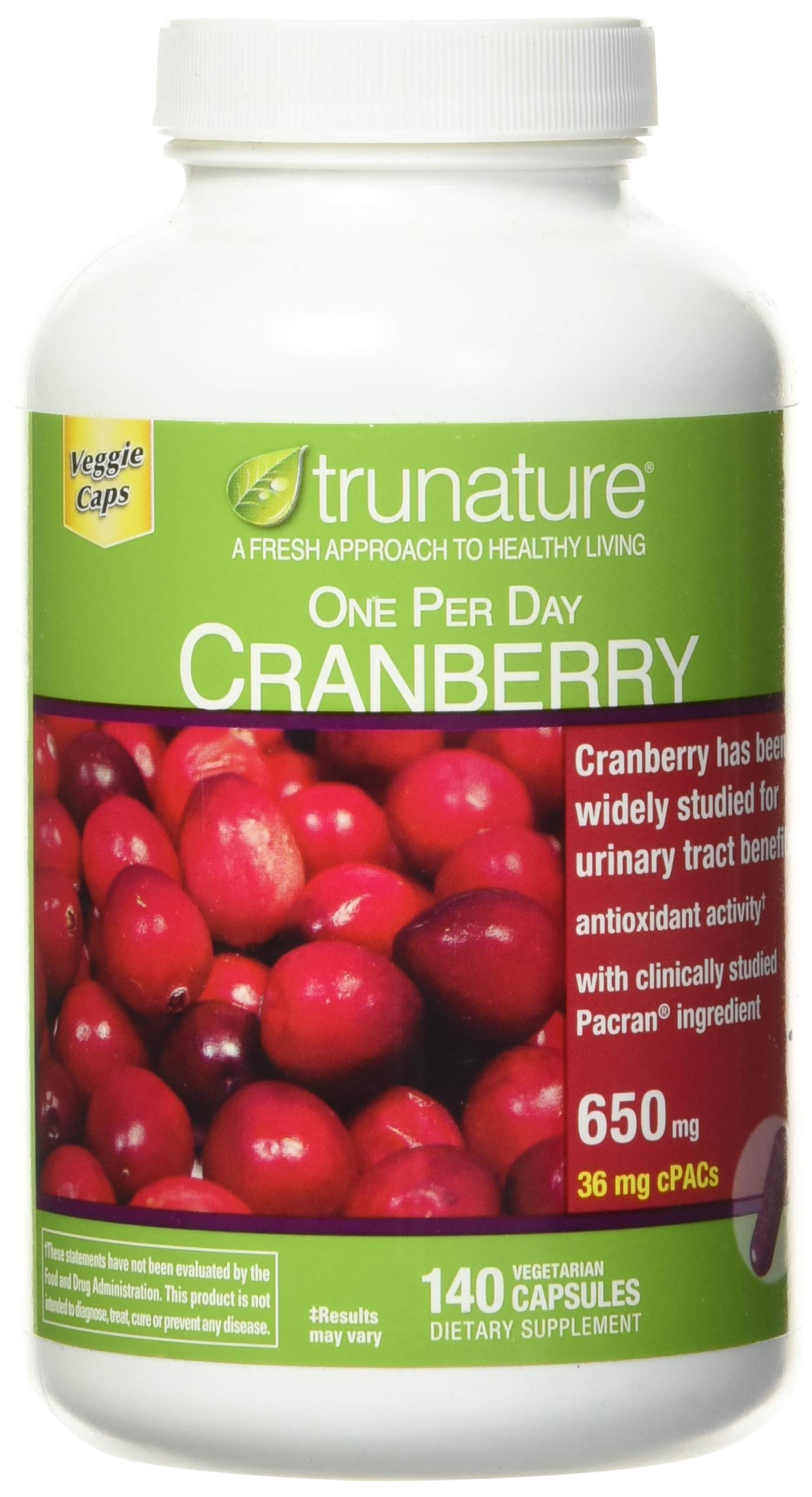 TruNature Cranberry 650 mg Capsules, 140 Count