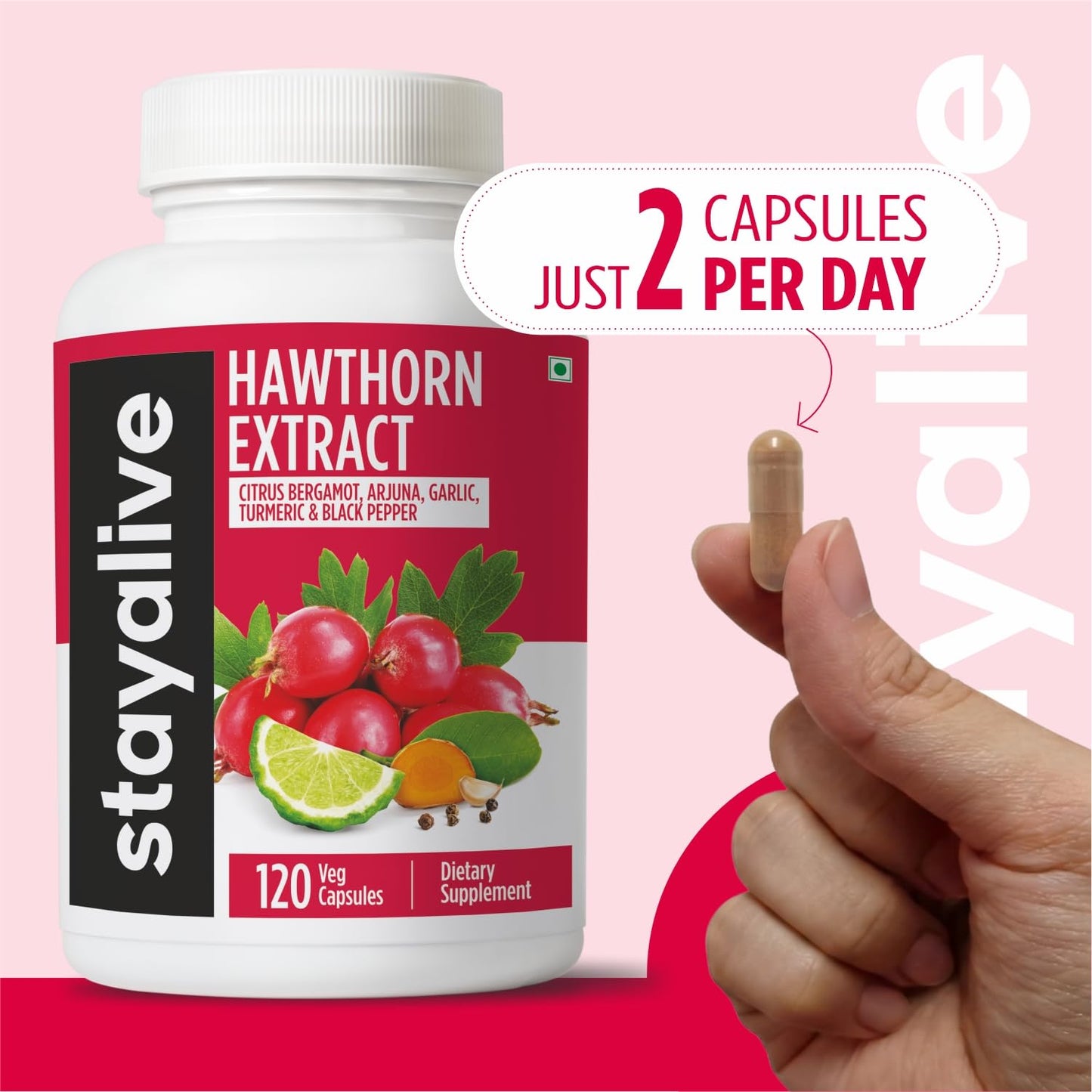 STAY ALIVE Hawthorne Berry Supplement Capsules 120