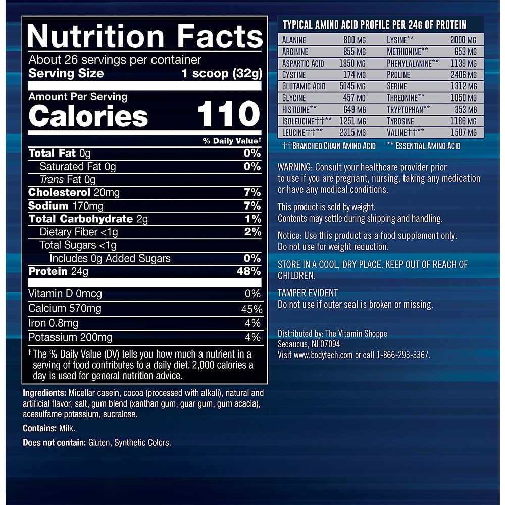 BodyTech Micellar Casein Protein Powder, 1.84 lb