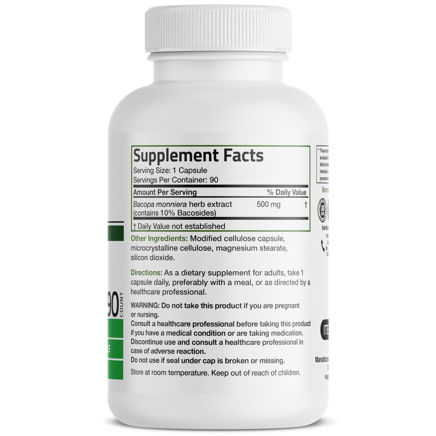 Bronson Bacopa Monnieri Extract 500 mg Capsules 90