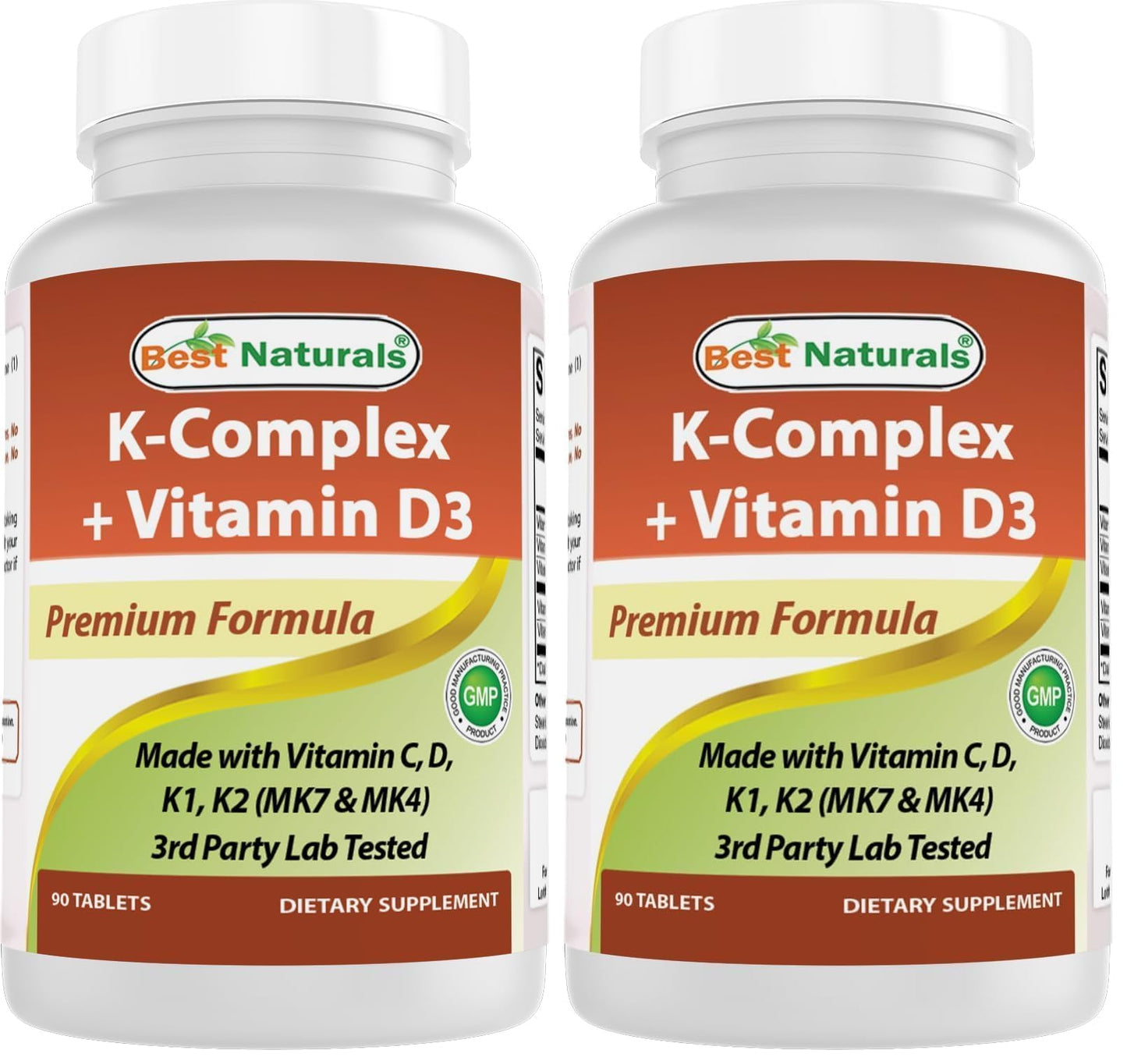 Best Naturals K-Complex with K1 (Phytonadione 1500 mcg + K2 as Menaquinone 100 mcg + K2 as MK-4 1000 mcg) + D3 + VIT. C, 180 Tablets