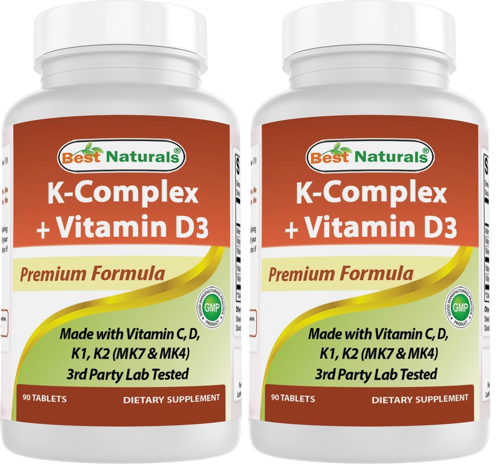 Best Naturals K-Complex with K1 (Phytonadione 1500 mcg + K2 as Menaquinone 100 mcg + K2 as MK-4 1000 mcg) + D3 + VIT. C, 180 Tablets