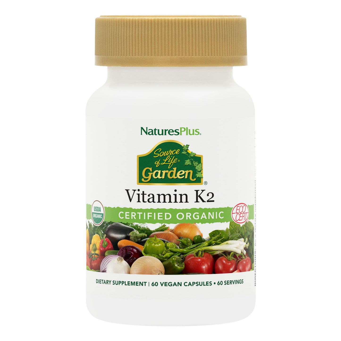 NaturesPlus Source of Life Garden Vitamin K2 Capsules, 60 Count