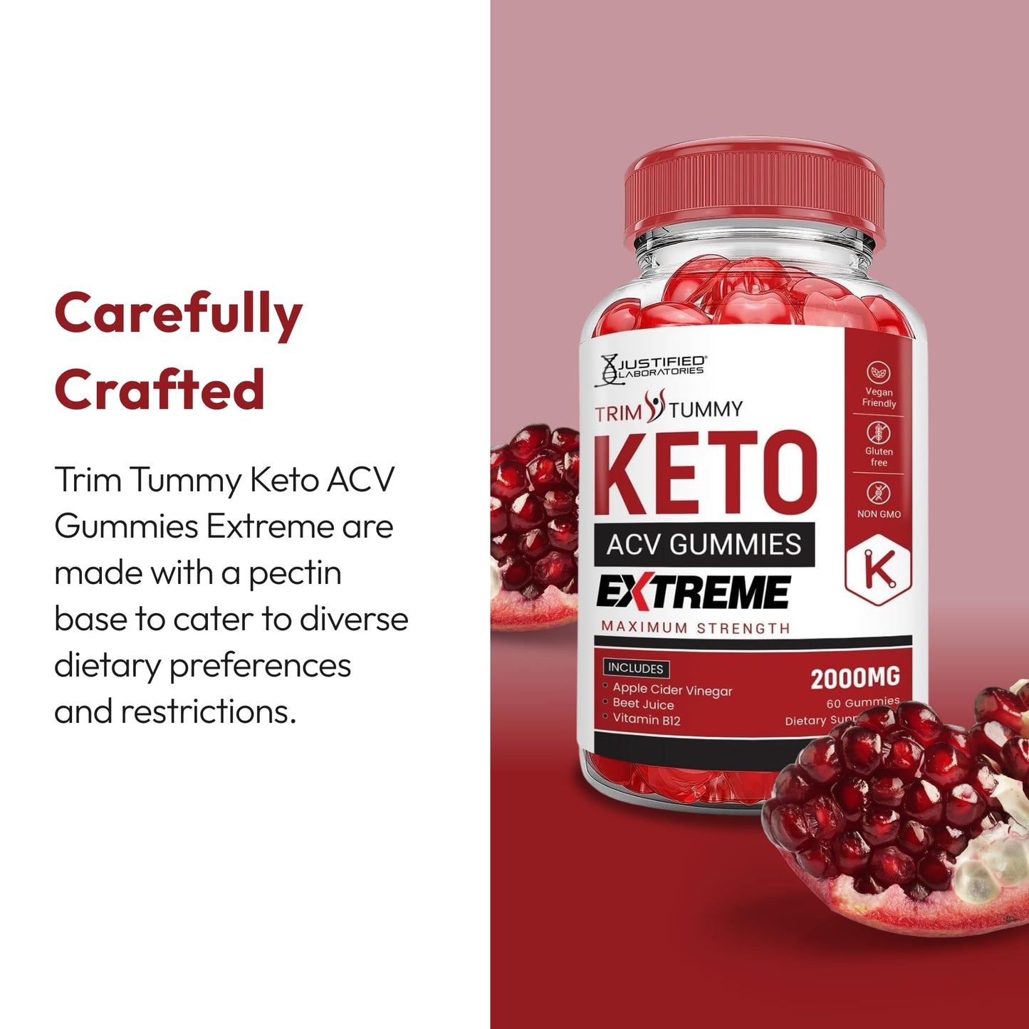 Justified Laboratories Trim Tummy Keto ACV Gummies Extreme Gummy 60 Count