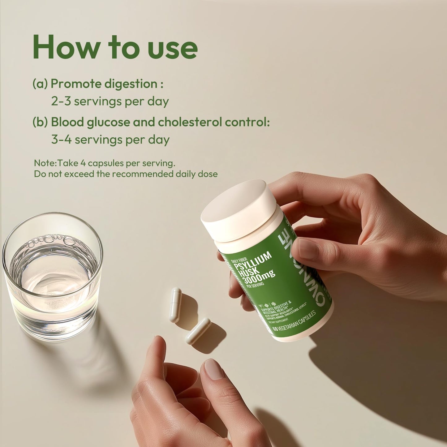 OWNONE Psyllium Husk Capsules, 60 Count