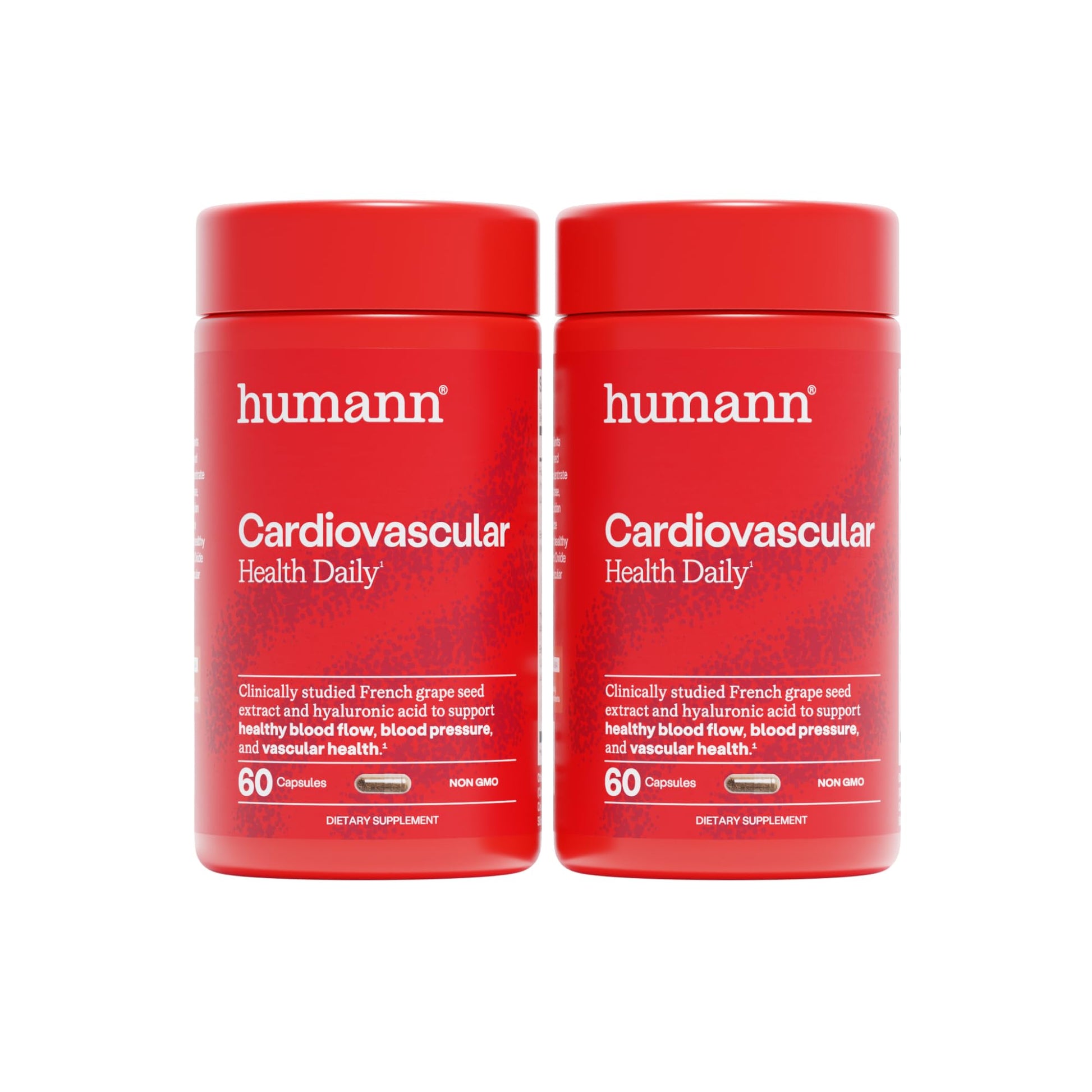 Humann Cardiovascular Health Daily 4-in-1 Vascular & Blood Pressure Support with Grape Seed Extract & Hyaluronic Acid, Capsules, 120