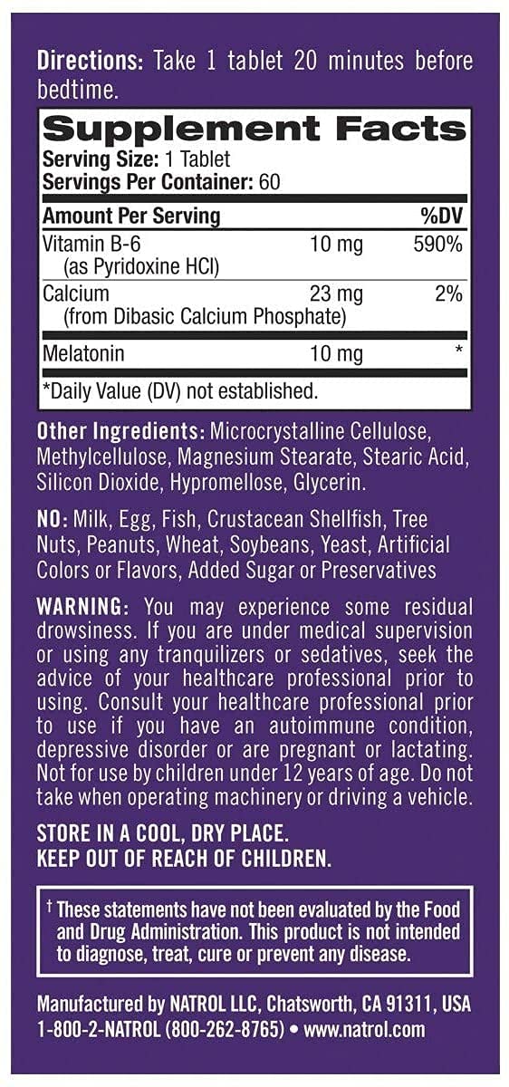 Natrol Advanced Sleep Maximum Strength 10 mg Melatonin, 60 Tablets