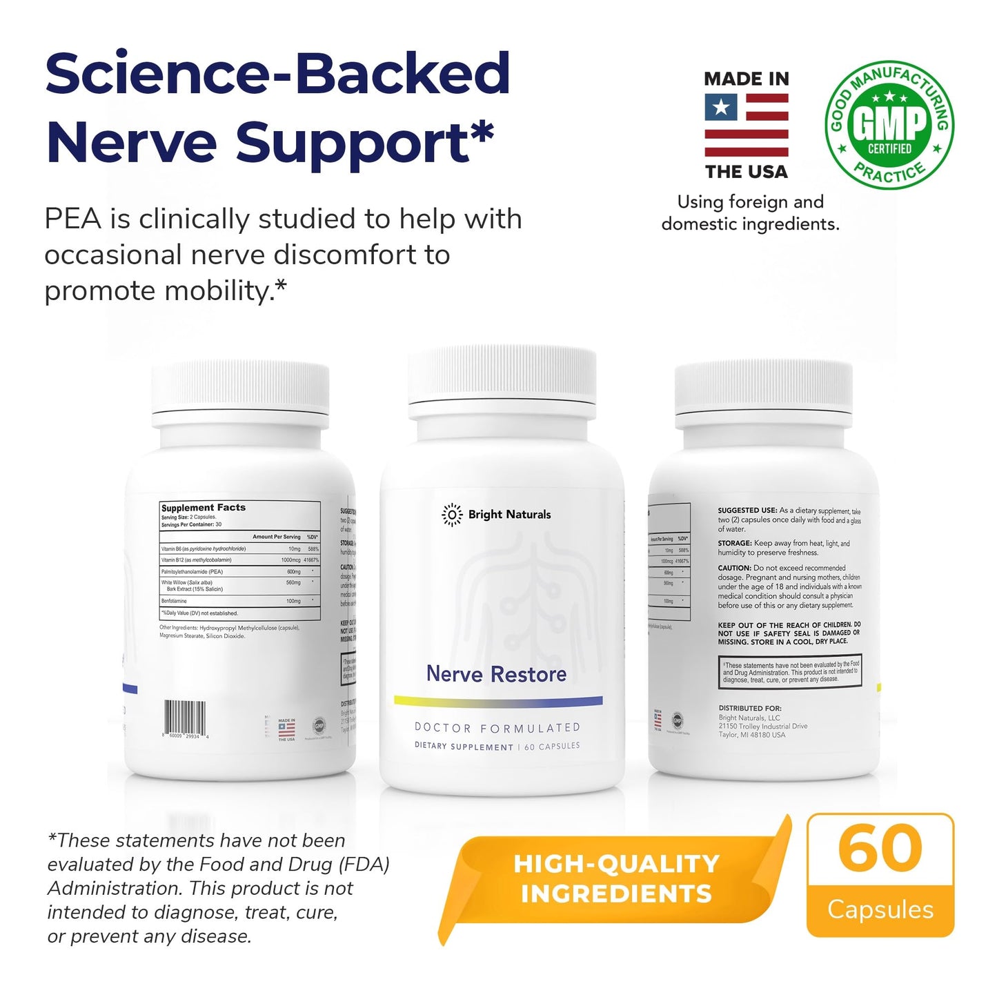 Bright Naturals Nerve Restore, 180 Capsules