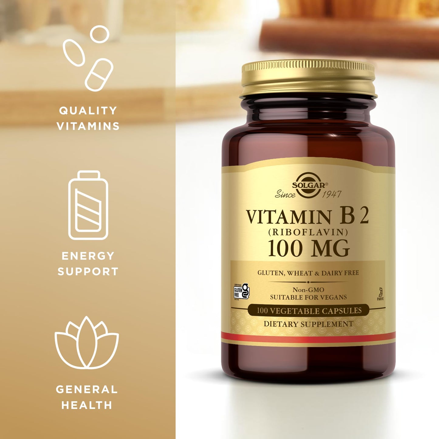 Solgar Vitamin B2 (Riboflavin) 100mg Capsules 200