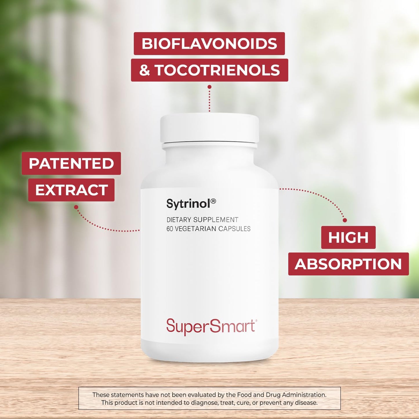 Supersmart Sytrinol Supplement 300mg per Day (High Absorption) Citrus Bioflavonoids & Tocotrienols Complex Palm Fruit Extract Capsule 60