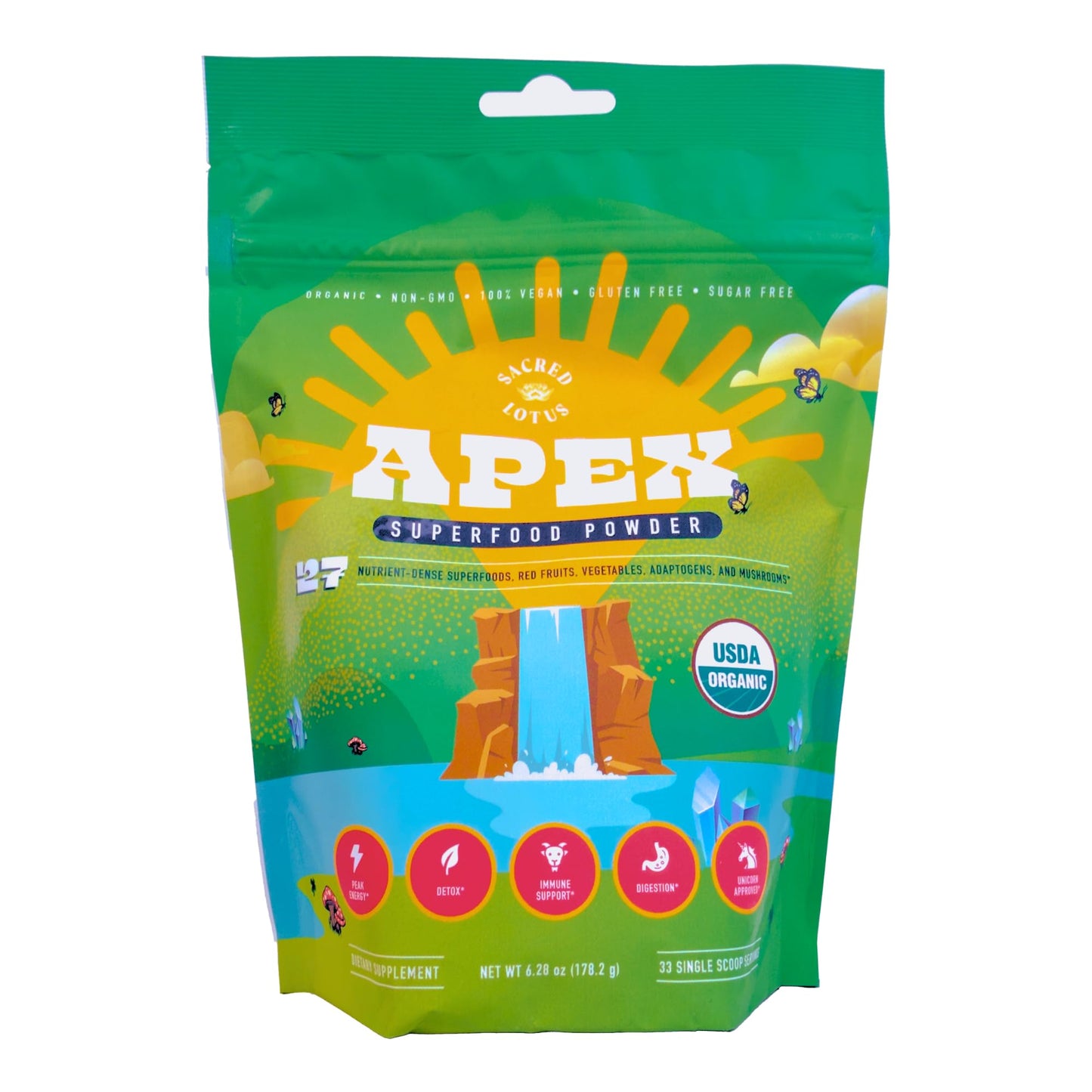 SunLife Organics Sacred Lotus Apex Greens Superfood Powder, 6.28 Ounce
